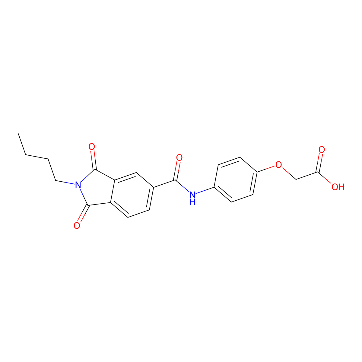 (4-{[(2-butyl-1,3-dioxo-2,3-dihydro-1H-isoindol-5-yl)carbonyl]amino}phenoxy)acetic acid molecular structure, CAS 701256-84-0