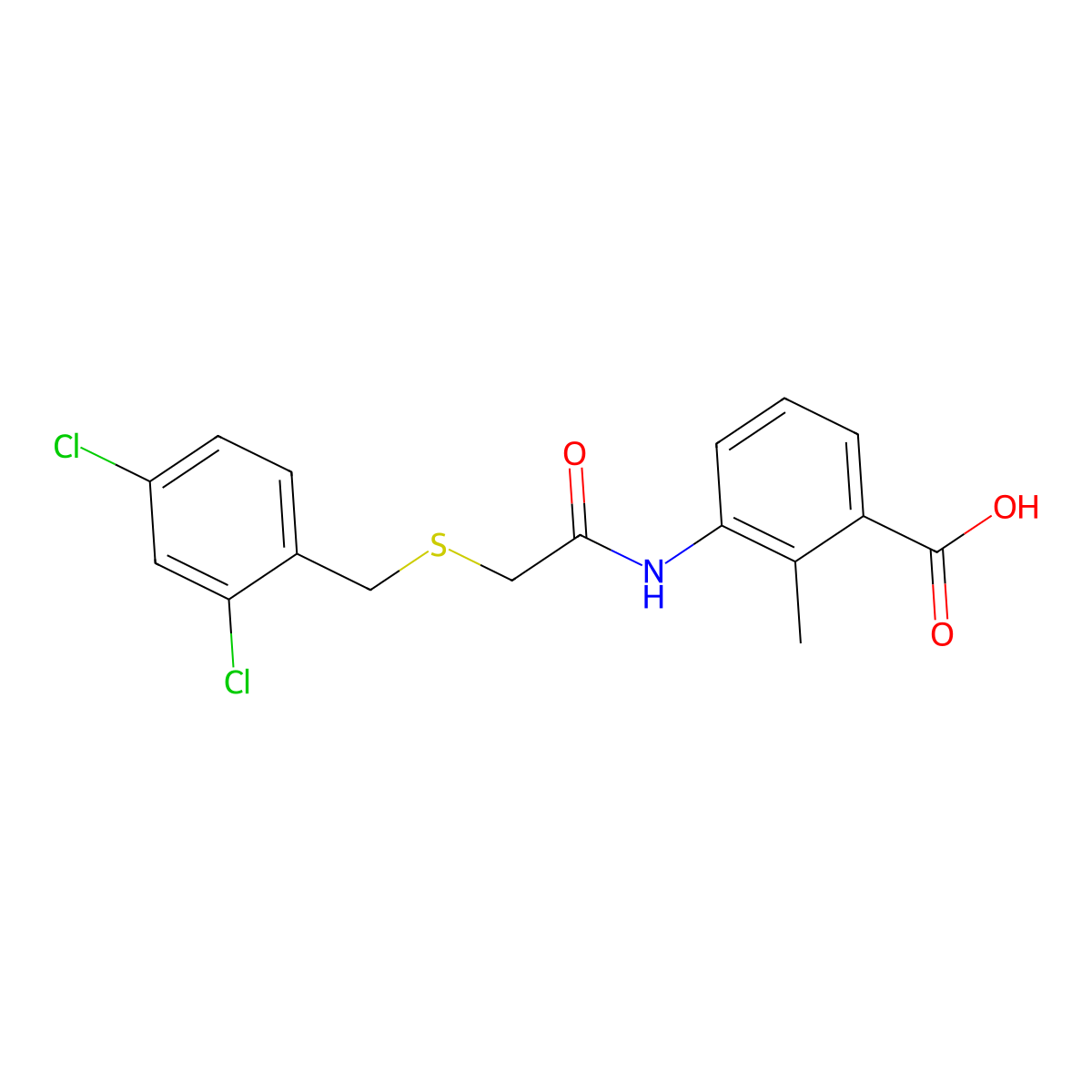 3-({[(2,4-Dichlorobenzyl)thio]acetyl}amino)-2-methylbenzoic acid molecular structure, CAS 701256-92-0