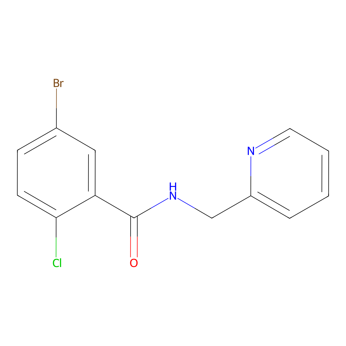 5-bromo-2-chloro-N-(pyridin-2-ylmethyl)benzamide molecular structure, CAS 701256-97-5