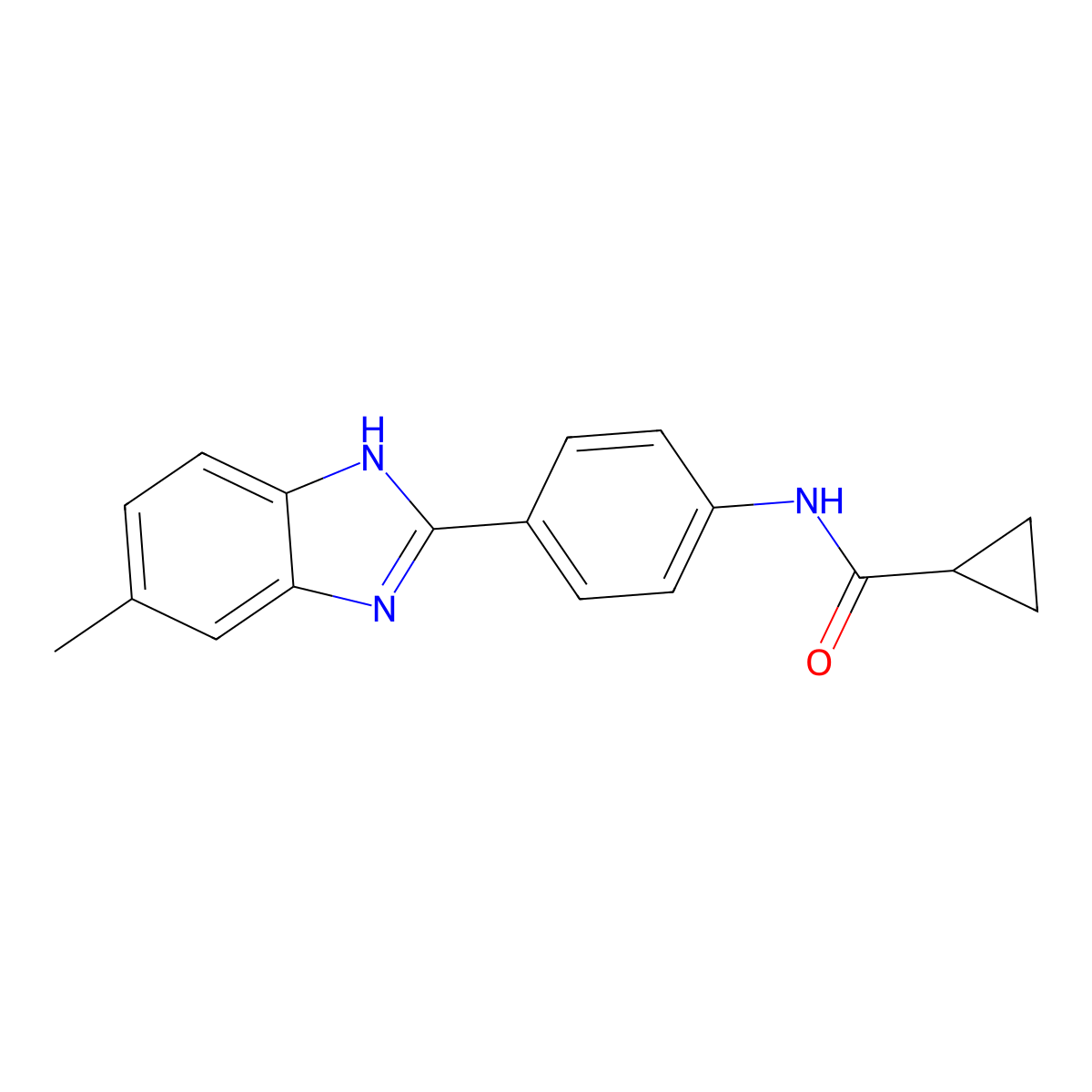 N-[4-(6-methyl-1H-benzimidazol-2-yl)phenyl]cyclopropanecarboxamide molecular structure, CAS 701257-14-9