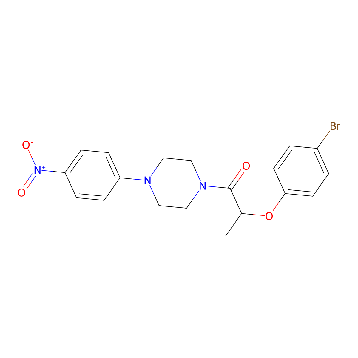 2-(4-Bromophenoxy)-1-[4-(4-nitrophenyl)piperazin-1-yl]propan-1-one molecular structure, CAS 701257-25-2