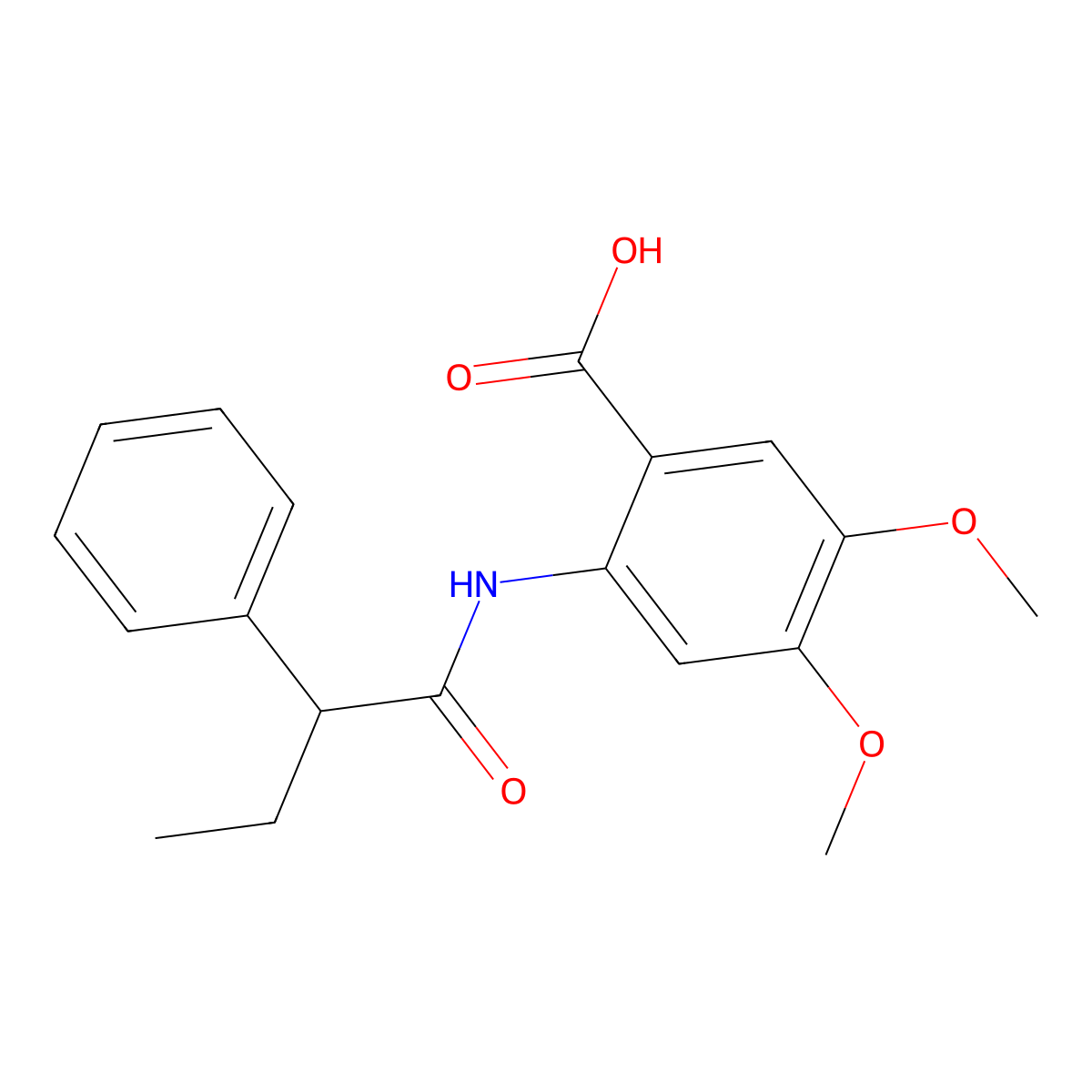 4,5-Dimethoxy-2-[(2-phenylbutanoyl)amino]benzoic acid molecular structure, CAS 701257-39-8