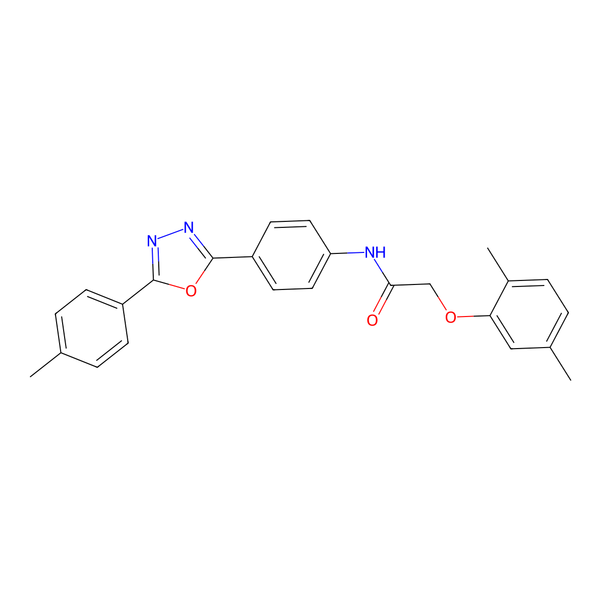 2-(2,5-dimethylphenoxy)-N-[4-[5-(4-methylphenyl)-1,3,4-oxadiazol-2-yl]phenyl]acetamide molecular structure, CAS 701257-59-2