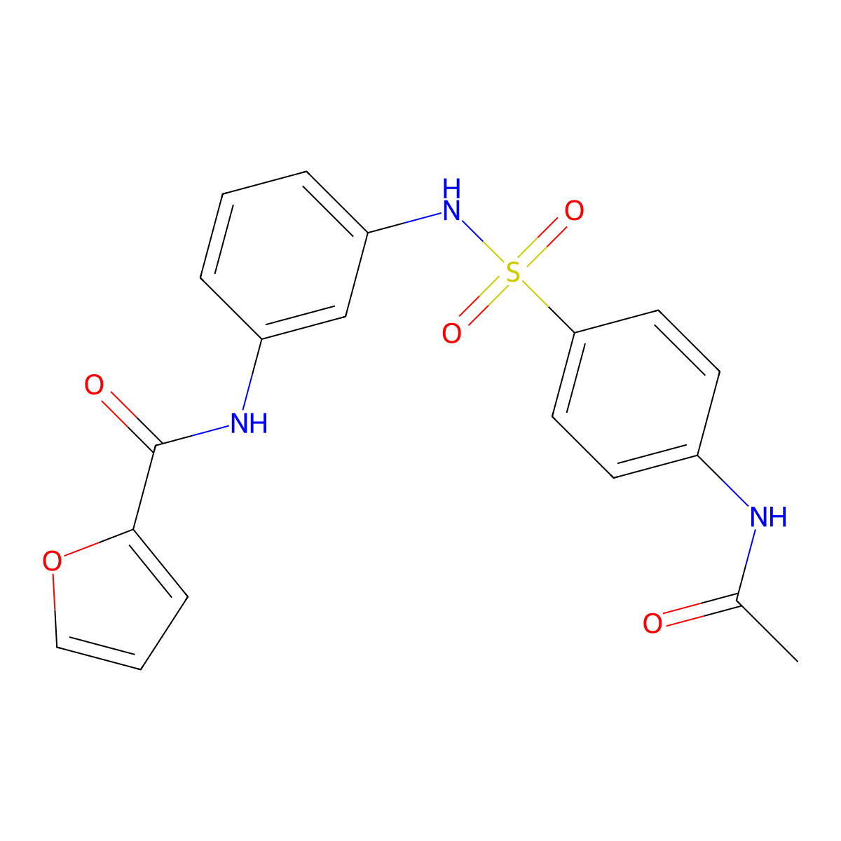 N-[3-[(4-acetamidophenyl)sulfonylamino]phenyl]furan-2-carboxamide molecular structure, CAS 701257-60-5