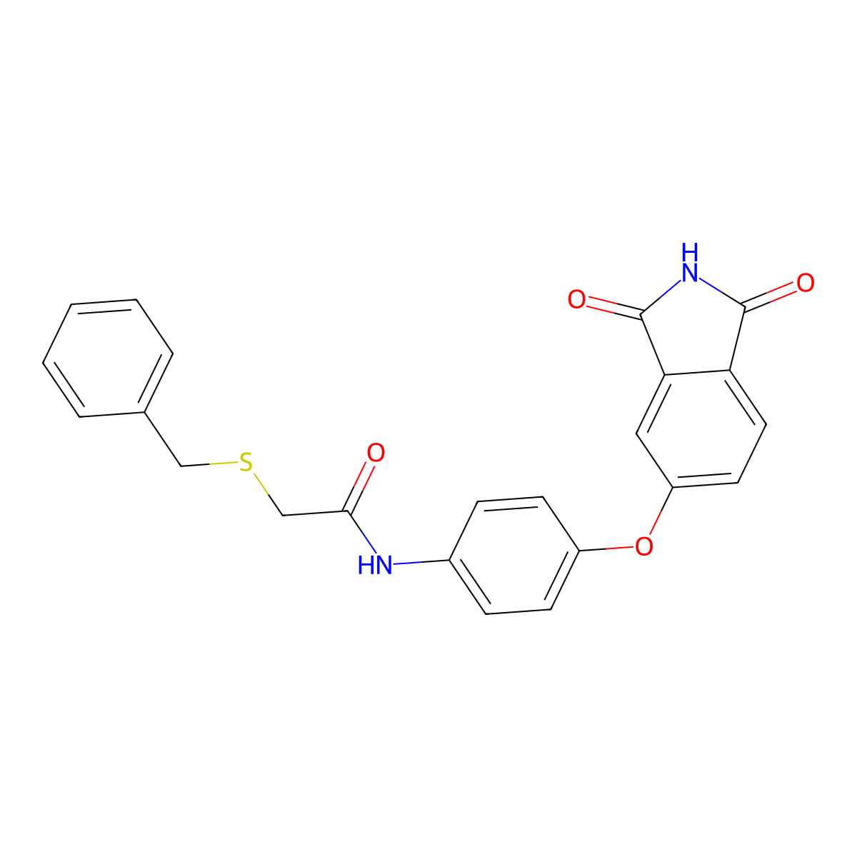 2-benzylsulfanyl-N-[4-(1,3-dioxoisoindol-5-yl)oxyphenyl]acetamide molecular structure, CAS 701257-66-1