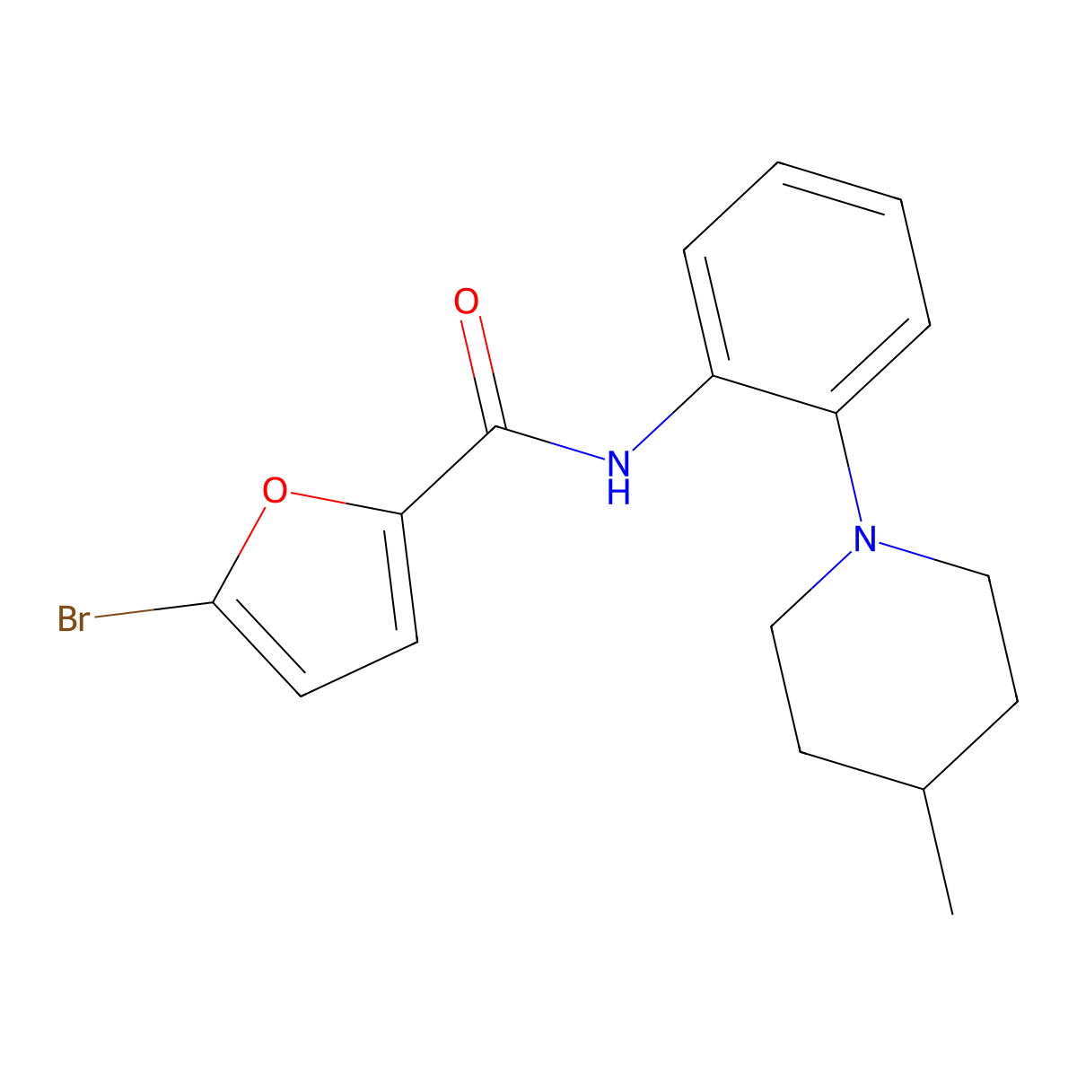 5-bromo-N-[2-(4-methylpiperidin-1-yl)phenyl]furan-2-carboxamide molecular structure, CAS 701257-83-2