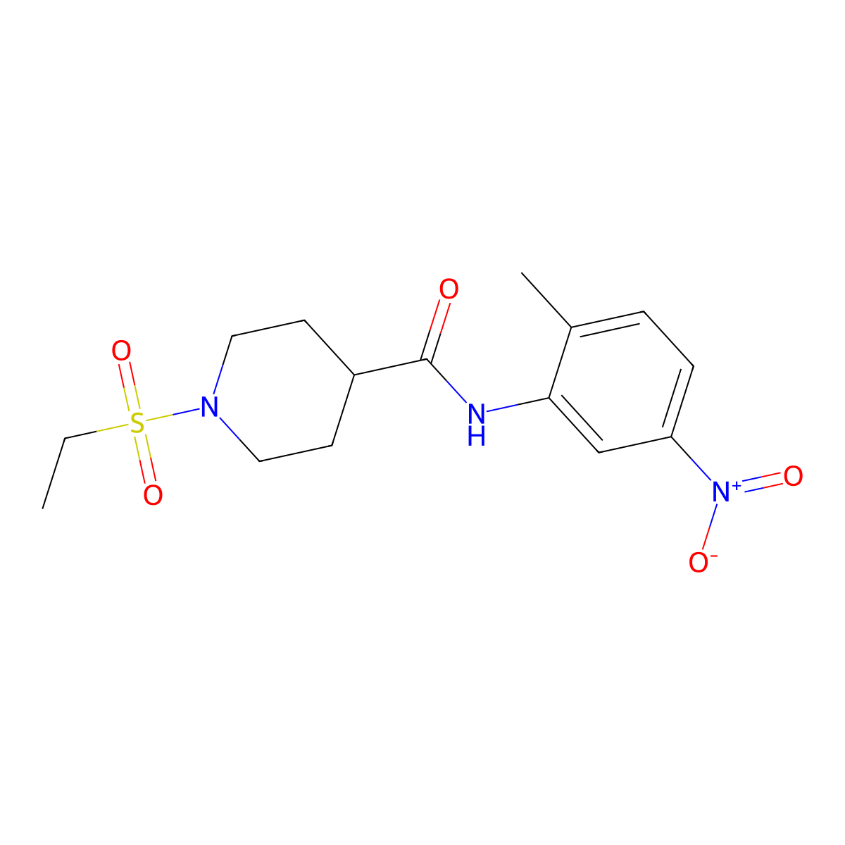 1-ethylsulfonyl-N-(2-methyl-5-nitrophenyl)piperidine-4-carboxamide molecular structure, CAS 701257-94-5