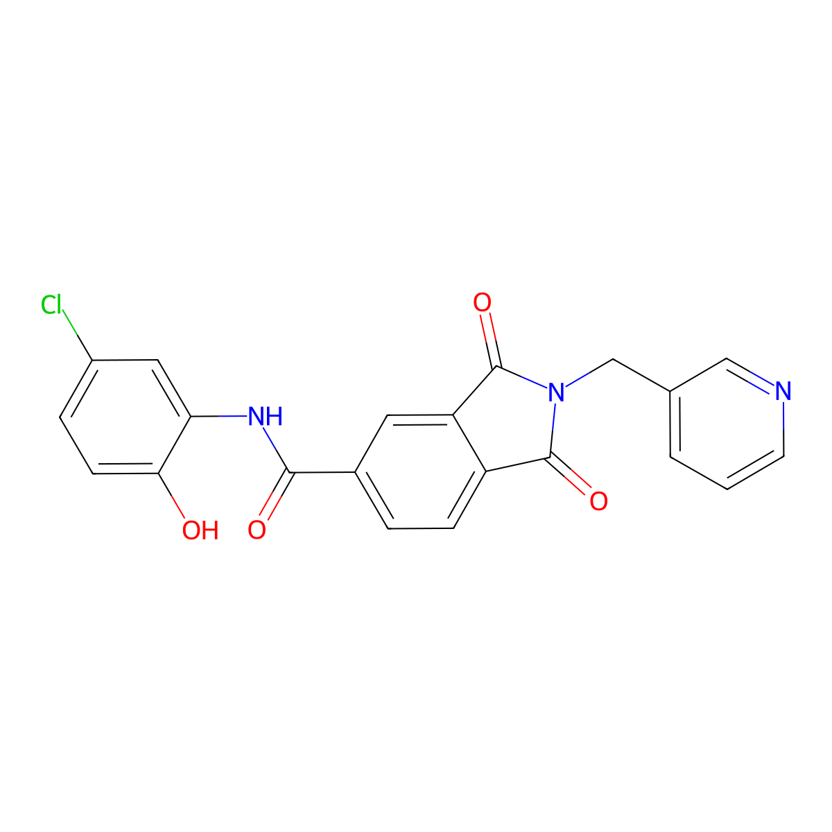 N-(5-chloro-2-hydroxyphenyl)-1,3-dioxo-2-(pyridin-3-ylmethyl)isoindole-5-carboxamide molecular structure, CAS 701258-44-8