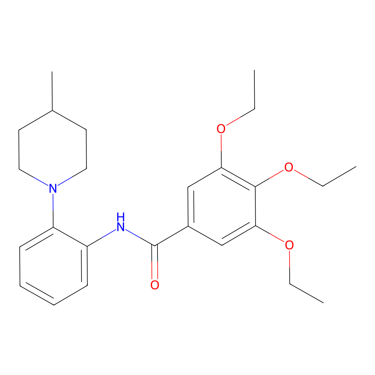 3,4,5-triethoxy-N-[2-(4-methylpiperidin-1-yl)phenyl]benzamide molecular structure, CAS 701258-50-6