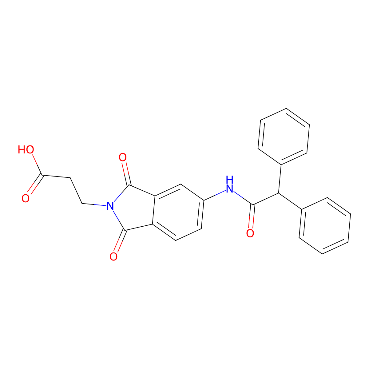 3-{5-[(diphenylacetyl)amino]-1,3-dioxo-1,3-dihydro-2H-isoindol-2-yl}propanoic acid molecular structure, CAS 701258-79-9