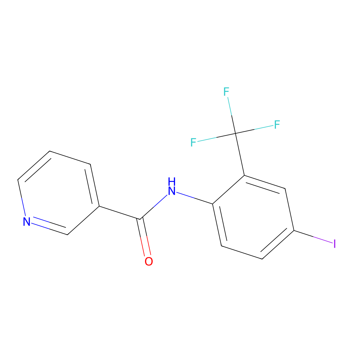 N-[4-iodo-2-(trifluoromethyl)phenyl]nicotinamide molecular structure, CAS 701258-95-9