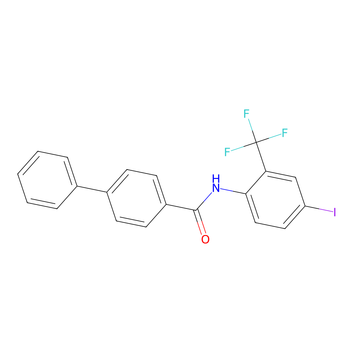 N-[4-iodo-2-(trifluoromethyl)phenyl]-4-phenylbenzamide molecular structure, CAS 701259-20-3