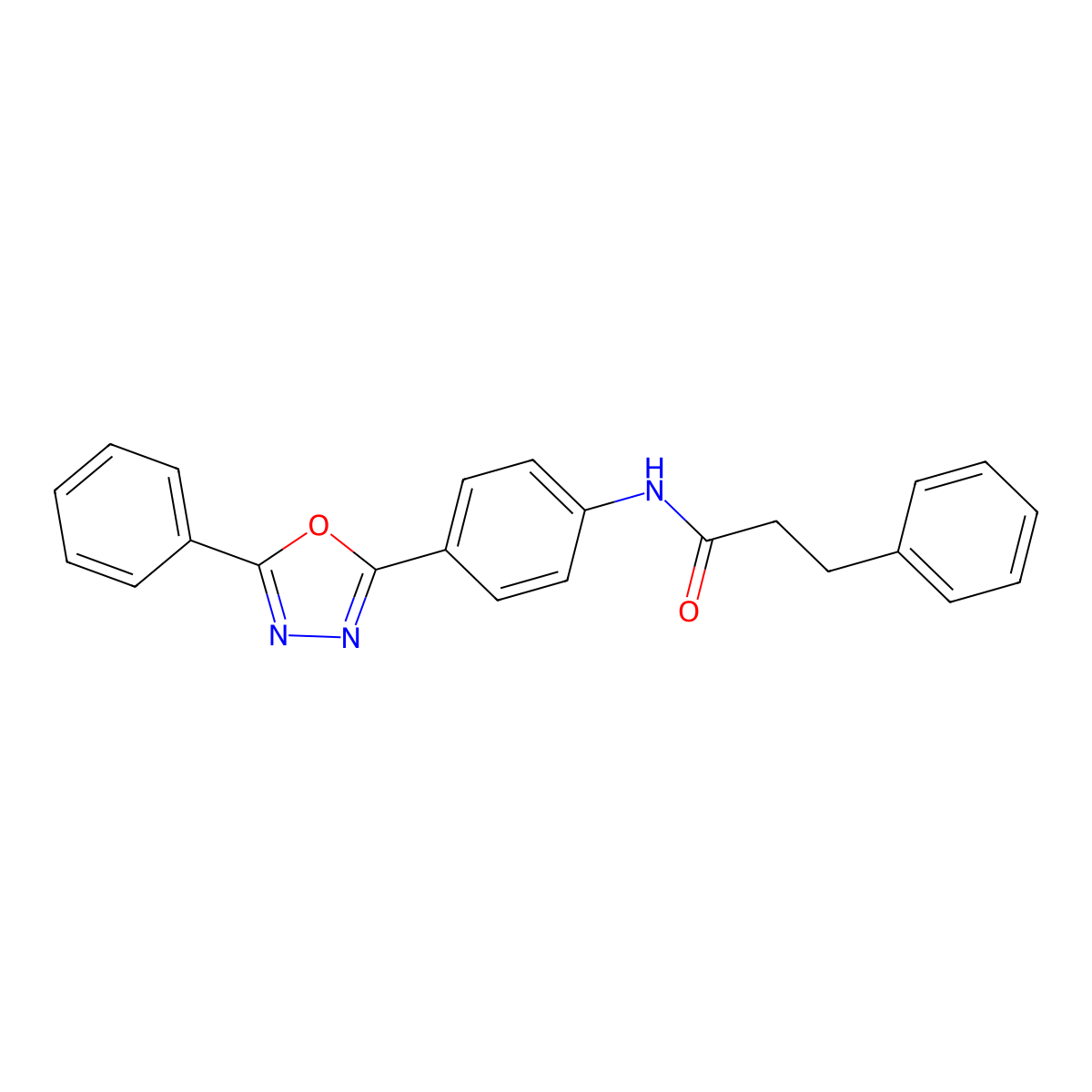 3-phenyl-N-[4-(5-phenyl-1,3,4-oxadiazol-2-yl)phenyl]propanamide molecular structure, CAS 701259-29-2