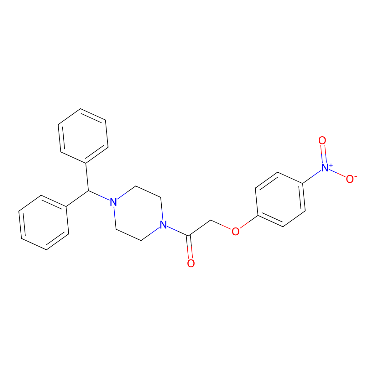 1-(4-Benzhydrylpiperazin-1-yl)-2-(4-nitrophenoxy)ethanone molecular structure, CAS 701259-49-6