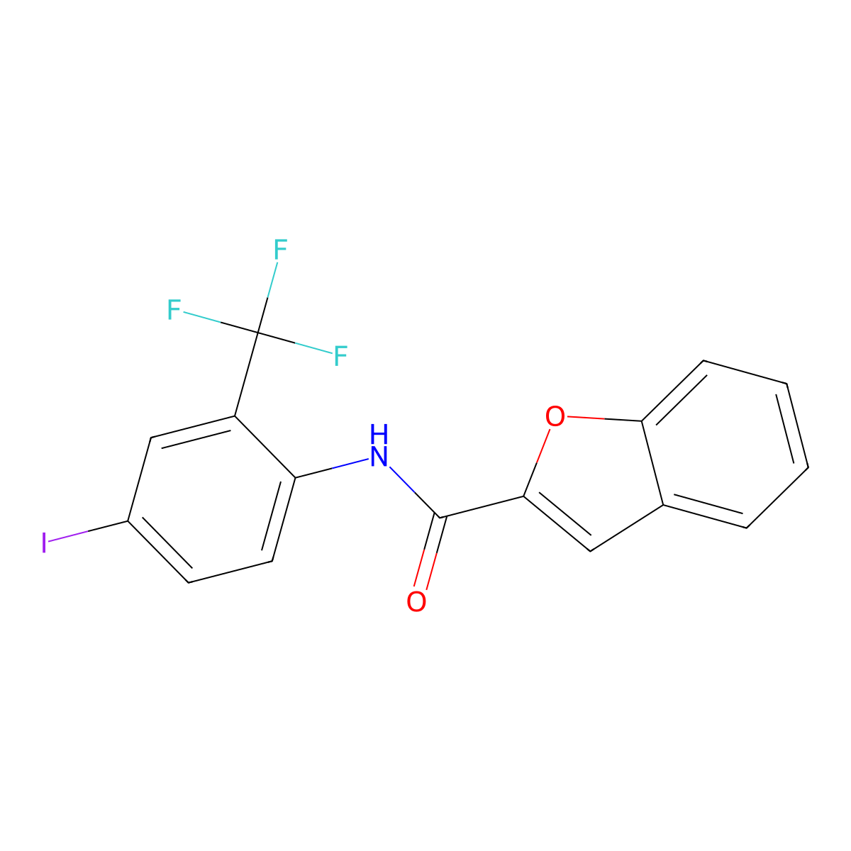 N-[4-iodo-2-(trifluoromethyl)phenyl]-1-benzofuran-2-carboxamide molecular structure, CAS 701259-70-3
