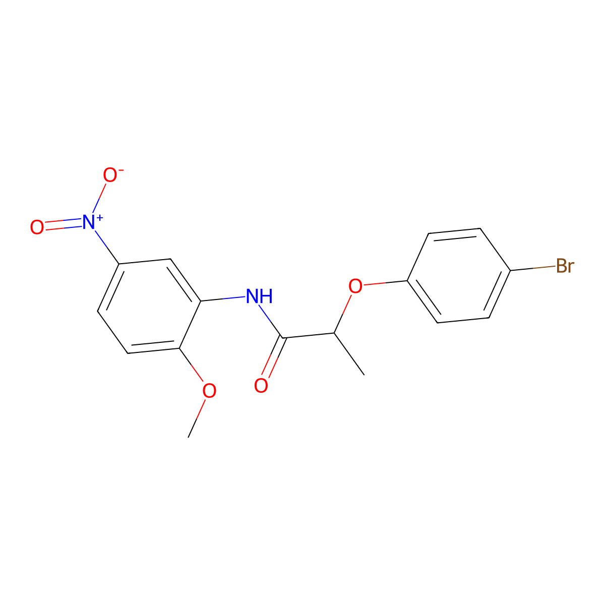 2-(4-bromophenoxy)-N-(2-methoxy-5-nitrophenyl)propanamide molecular structure, CAS 701259-73-6