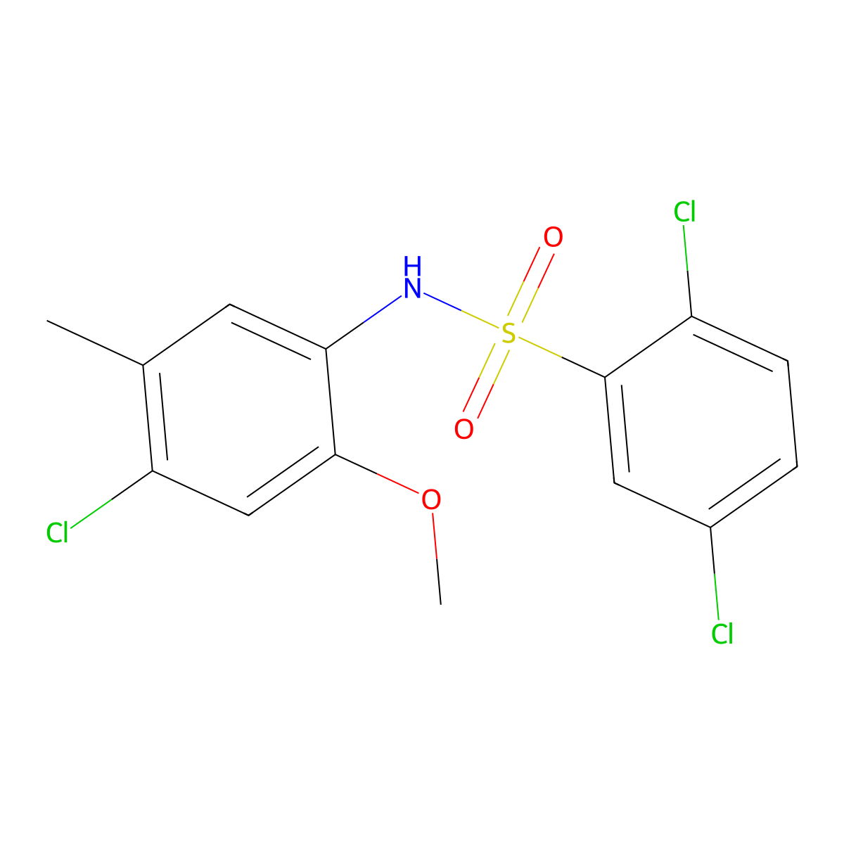 2,5-dichloro-N-(4-chloro-2-methoxy-5-methylphenyl)benzenesulfonamide molecular structure, CAS 701259-77-0