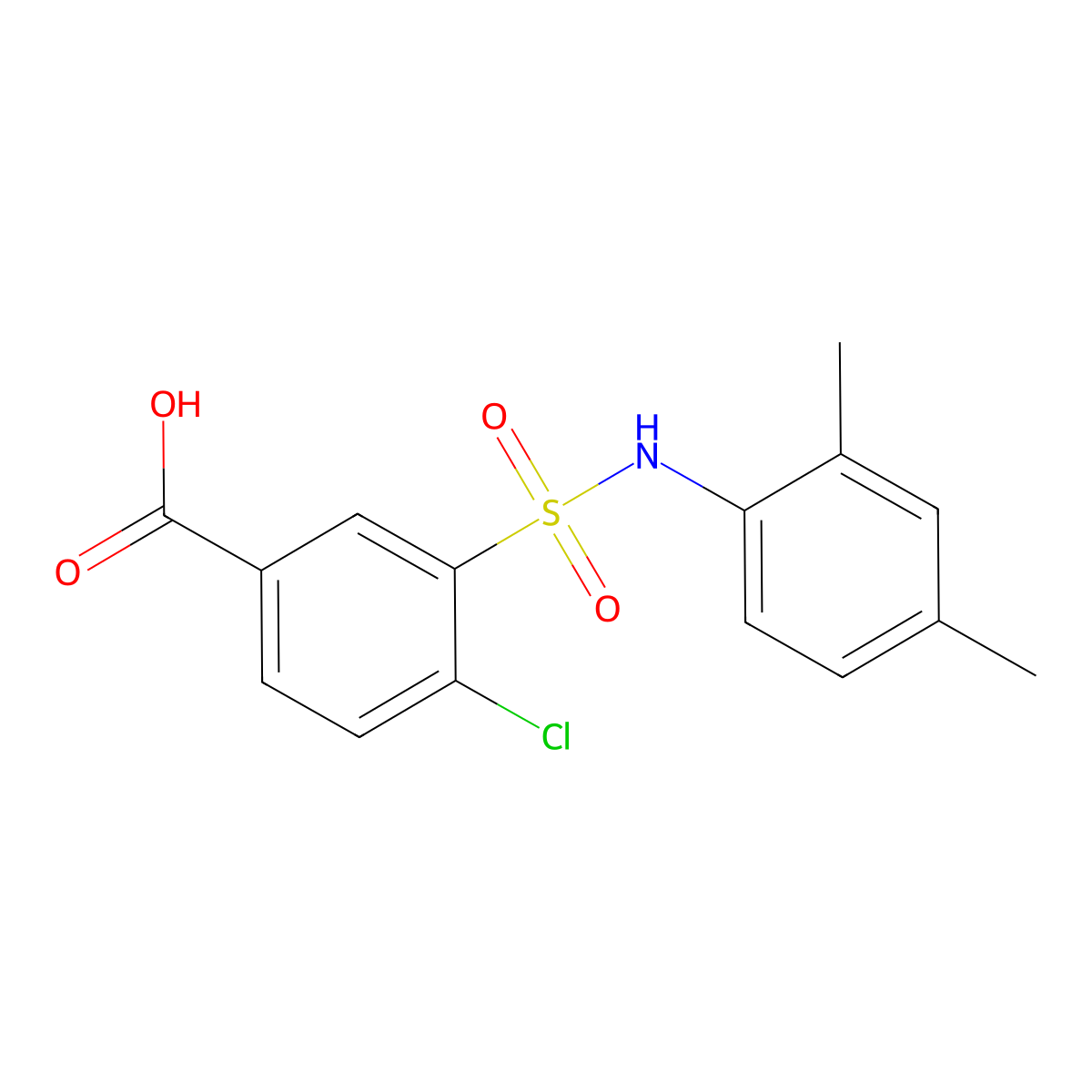 4-Chloro-3-[(2,4-dimethylphenyl)sulfamoyl]benzoic acid molecular structure, CAS 701260-18-6