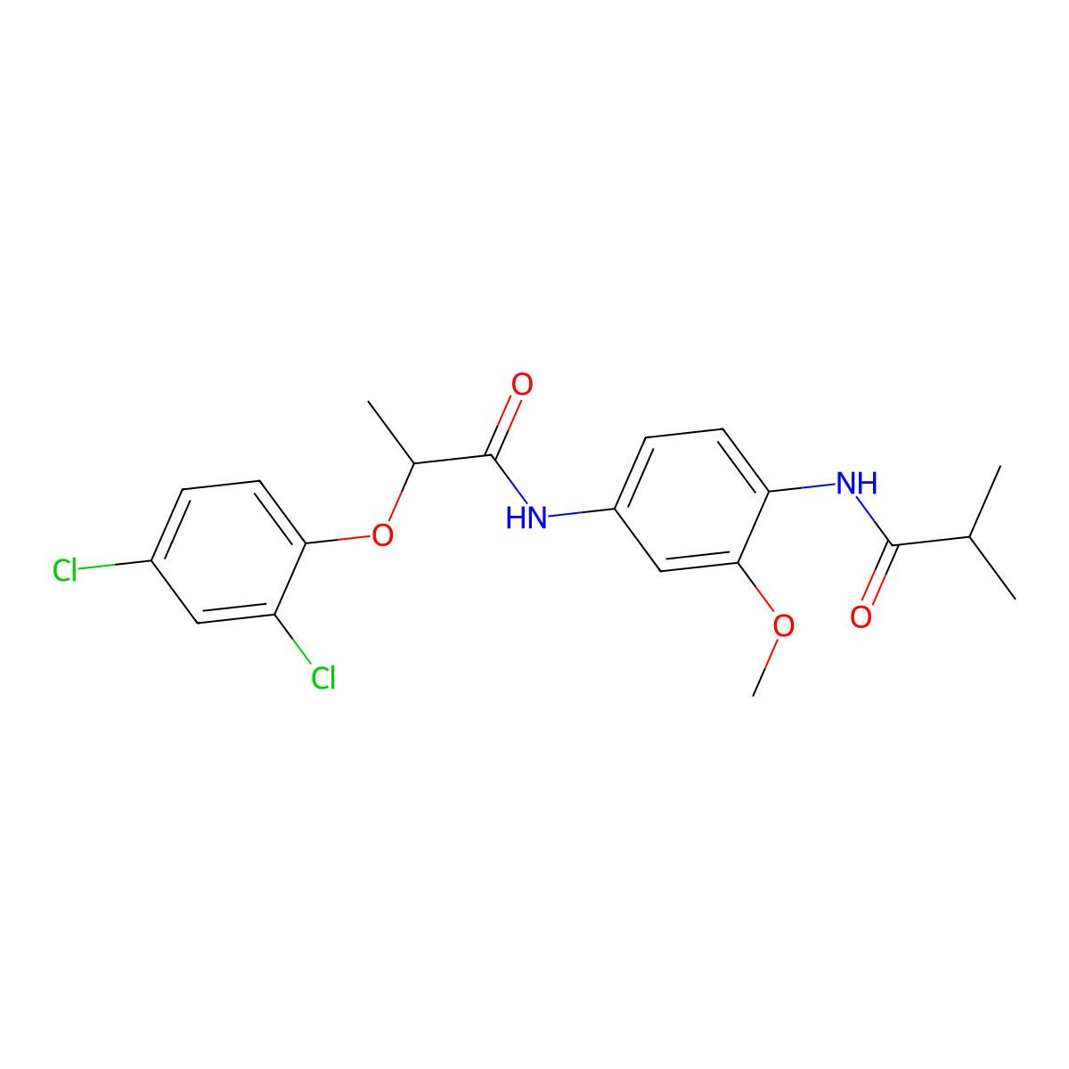 2-(2,4-dichlorophenoxy)-N-[4-(isobutyrylamino)-3-methoxyphenyl]propanamide molecular structure, CAS 701260-35-7