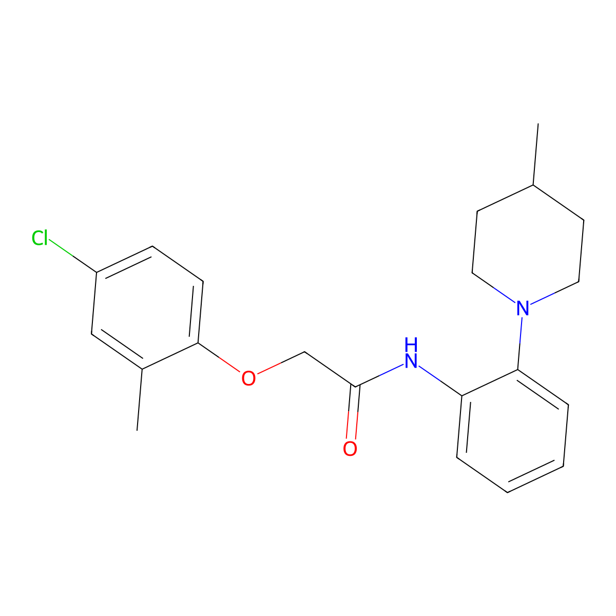 2-(4-chloro-2-methylphenoxy)-N-[2-(4-methylpiperidin-1-yl)phenyl]acetamide molecular structure, CAS 701260-60-8