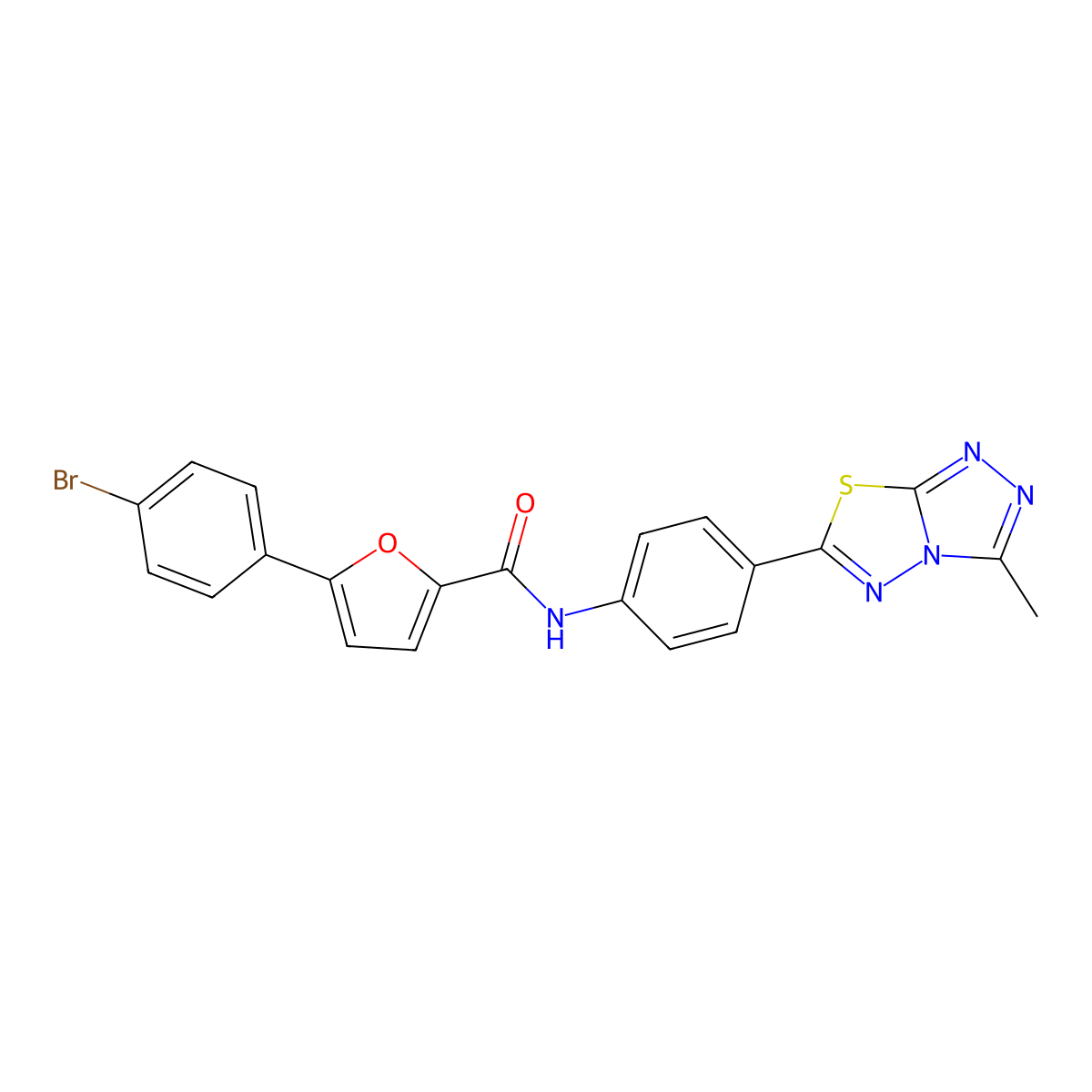 5-(4-bromophenyl)-N-[4-(3-methyl[1,2,4]triazolo[3,4-b][1,3,4]thiadiazol-6-yl)phenyl]-2-furamide molecular structure, CAS 701260-62-0
