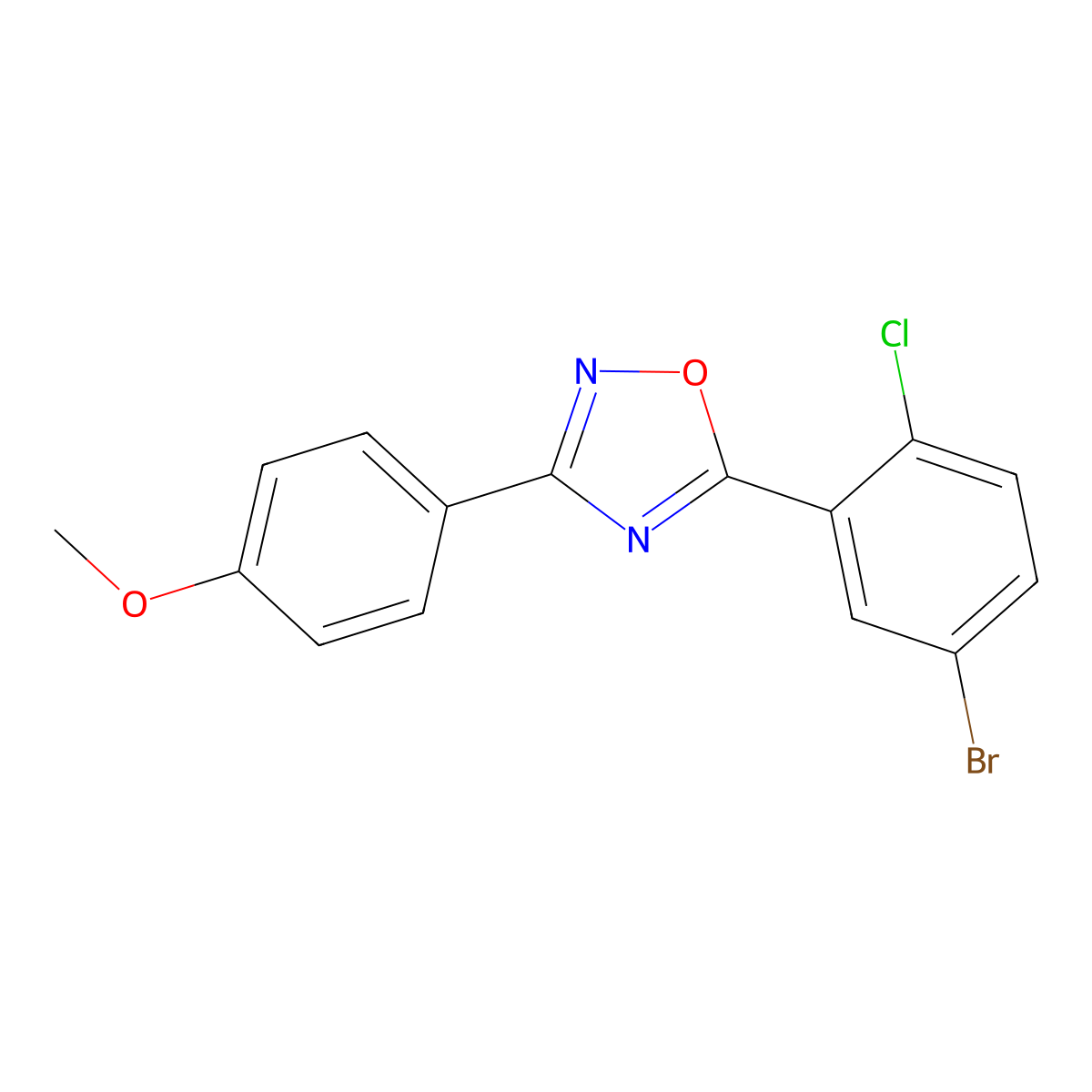 5-(5-Bromo-2-chlorophenyl)-3-(4-methoxyphenyl)-1,2,4-oxadiazole molecular structure, CAS 701260-66-4