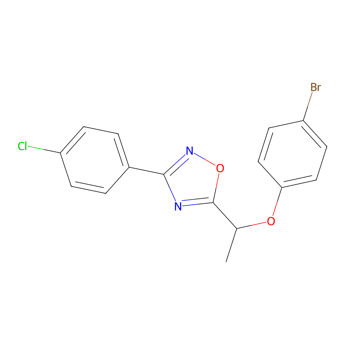 5-[1-(4-Bromophenoxy)ethyl]-3-(4-chlorophenyl)-1,2,4-oxadiazole molecular structure, CAS 701260-77-7