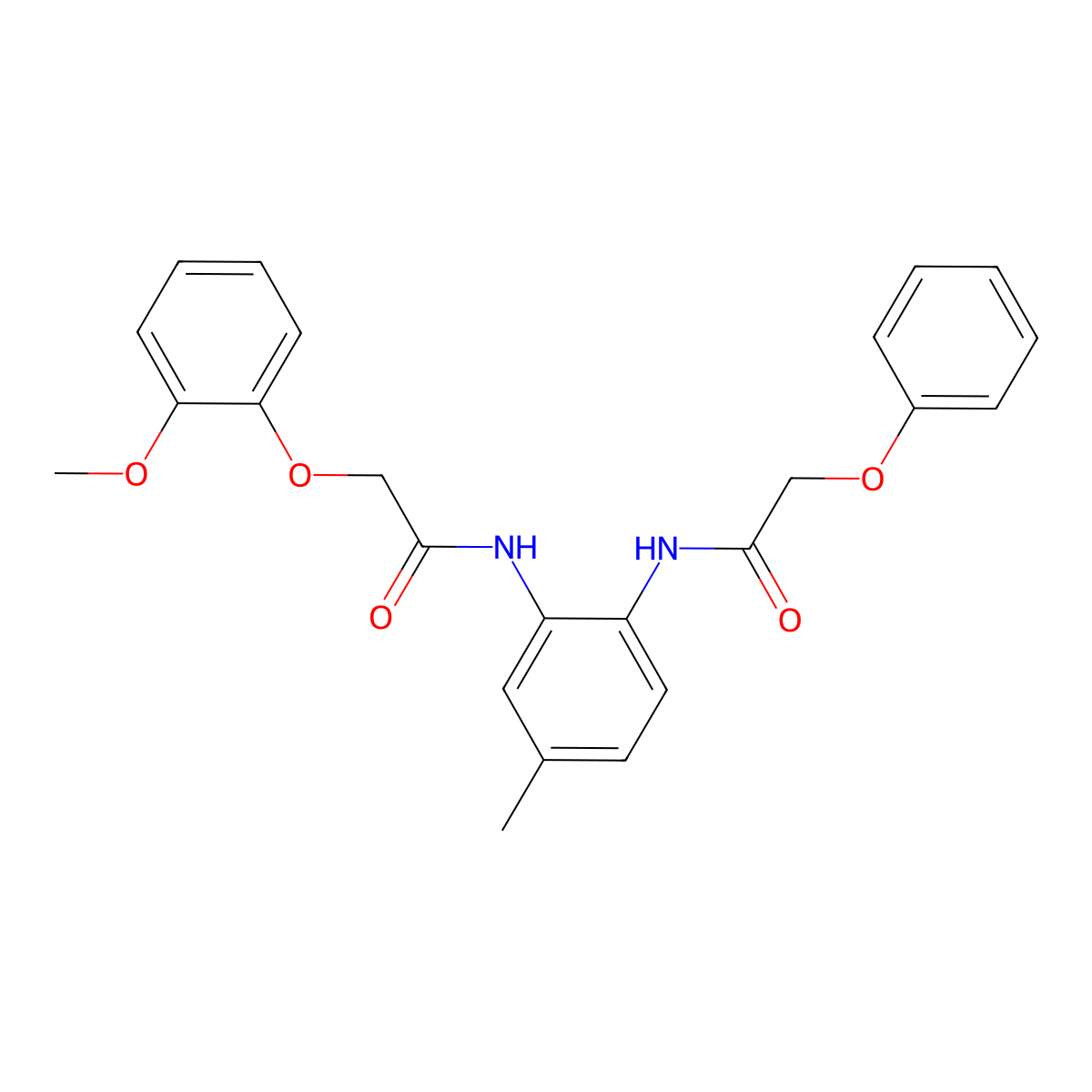 N-[2-[[2-(2-methoxyphenoxy)acetyl]amino]-4-methylphenyl]-2-phenoxyacetamide molecular structure, CAS 701260-88-0