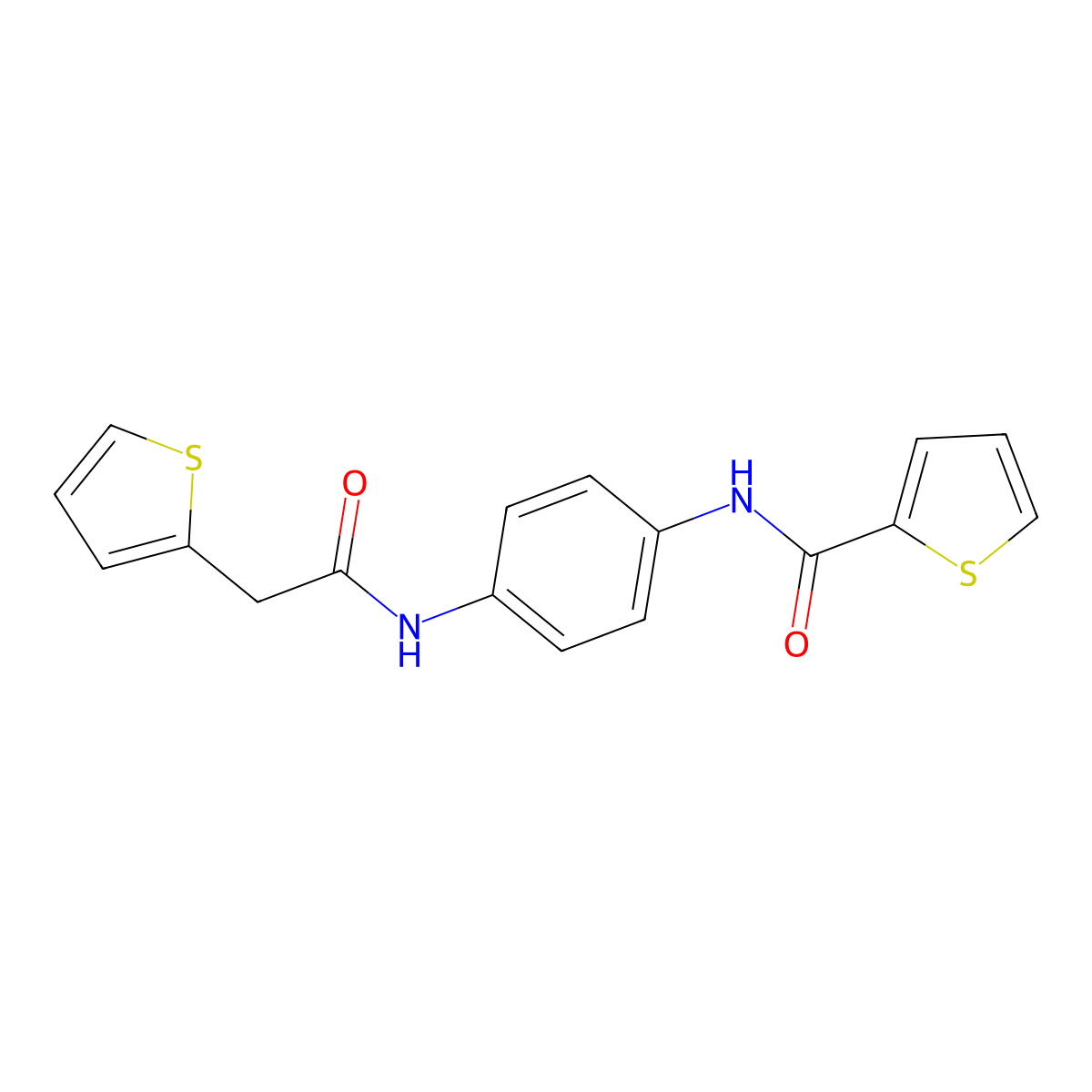 N-[4-[(2-thiophen-2-ylacetyl)amino]phenyl]thiophene-2-carboxamide molecular structure, CAS 701260-91-5