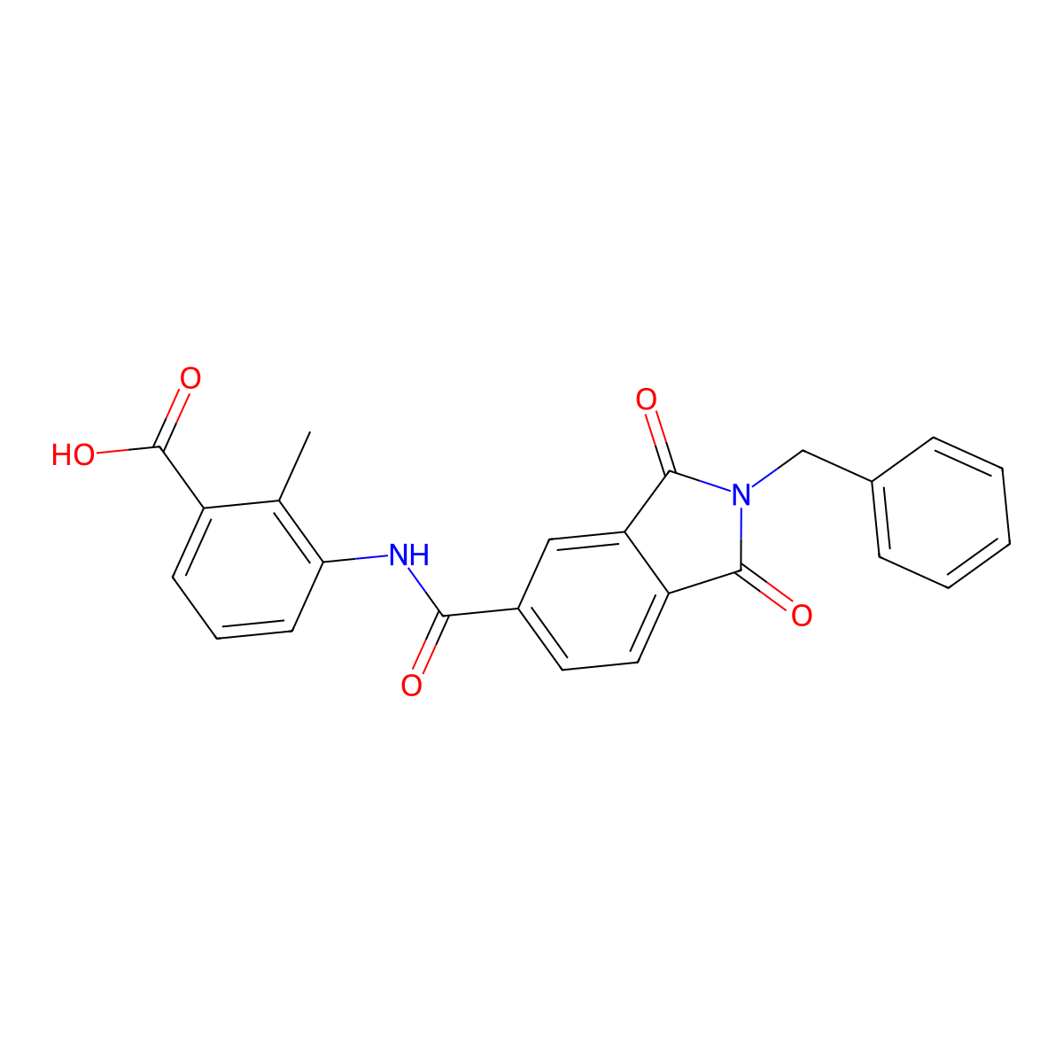 3-{[(2-benzyl-1,3-dioxo-2,3-dihydro-1H-isoindol-5-yl)carbonyl]amino}-2-methylbenzoic acid molecular structure, CAS 701260-92-6