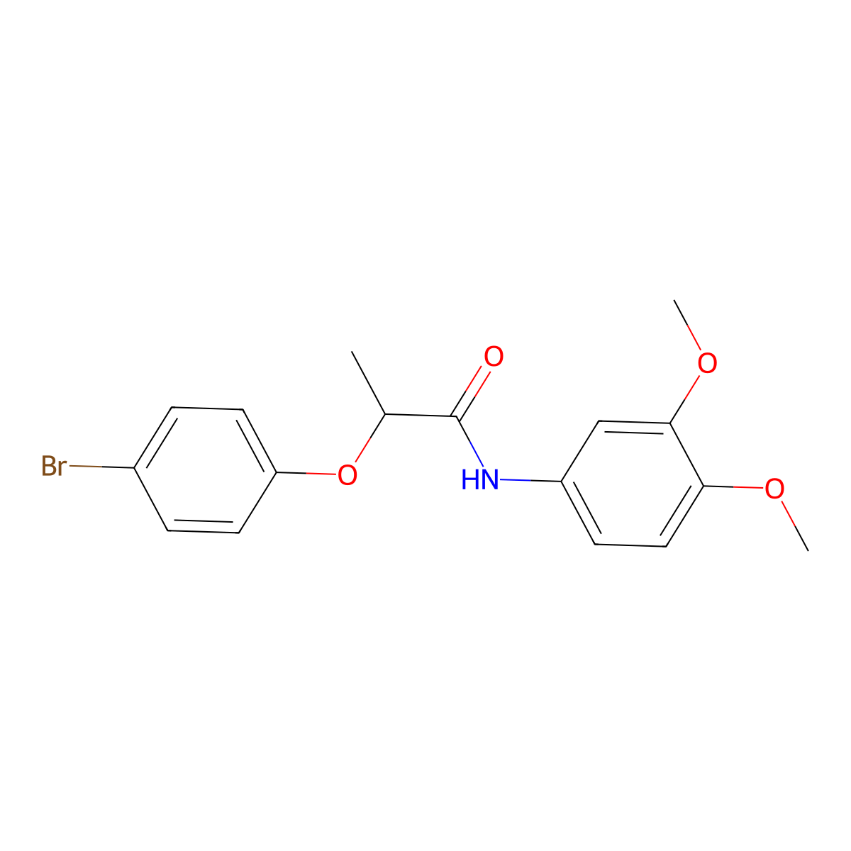 2-(4-bromophenoxy)-N-(3,4-dimethoxyphenyl)propanamide molecular structure, CAS 701261-14-5