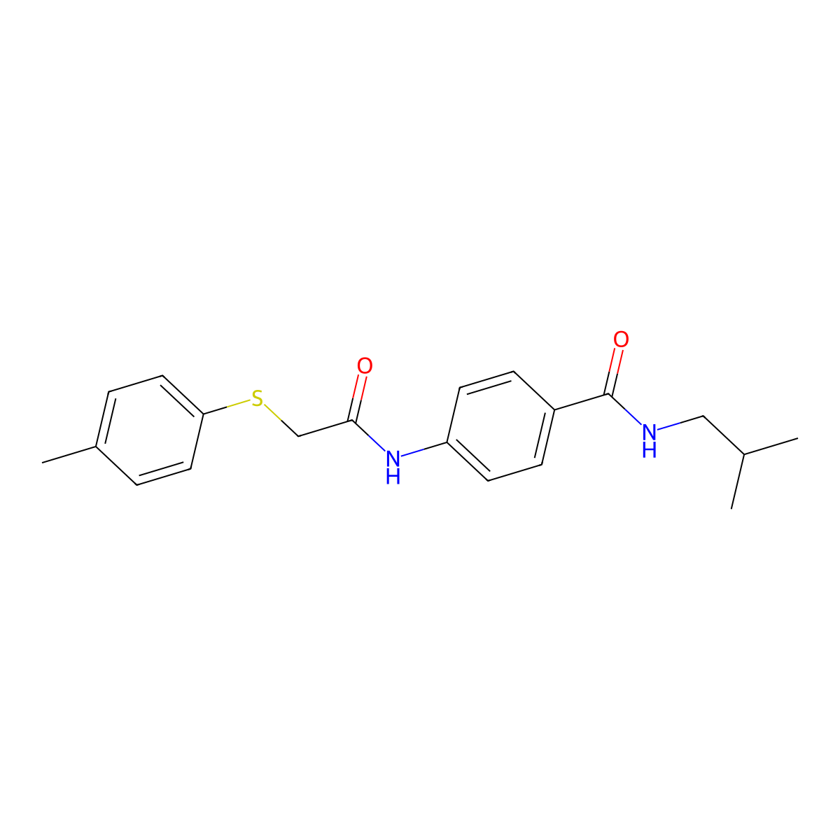 4-[[2-(4-methylphenyl)sulfanylacetyl]amino]-N-(2-methylpropyl)benzamide molecular structure, CAS 701261-19-0