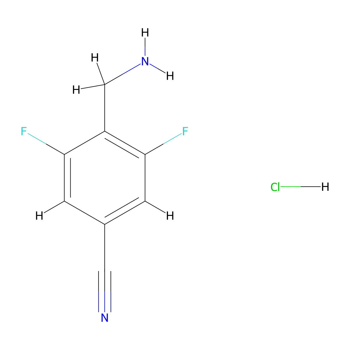 4-(Aminomethyl)-3,5-difluorobenzonitrile hydrochloride molecular structure, CAS 701269-55-8