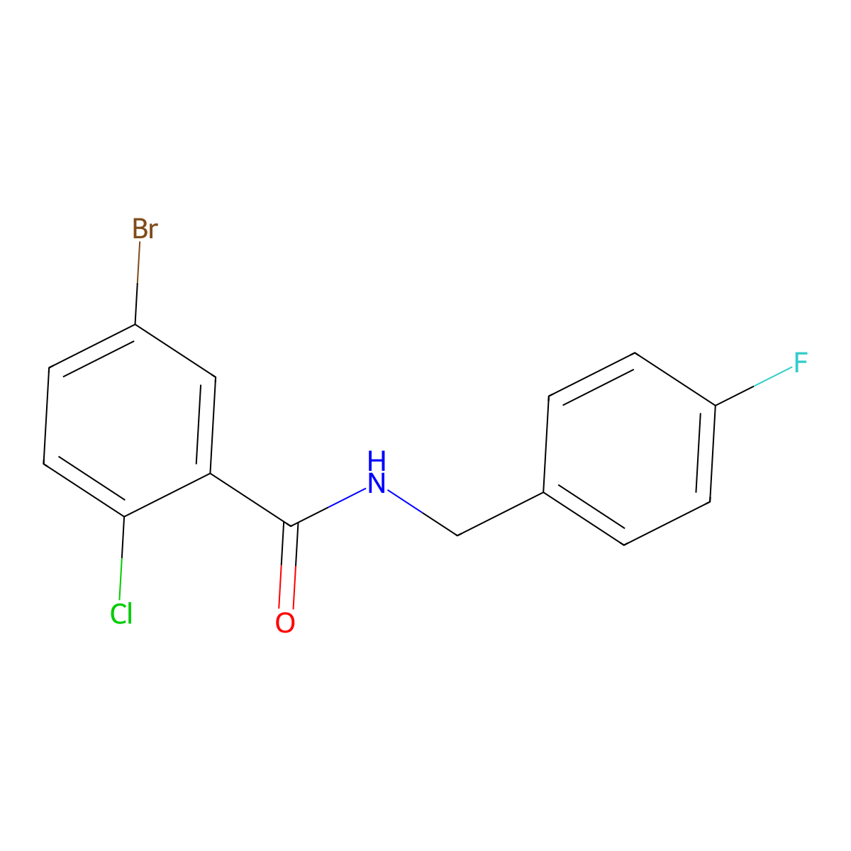 5-bromo-2-chloro-N-[(4-fluorophenyl)methyl]benzamide molecular structure, CAS 701272-22-2