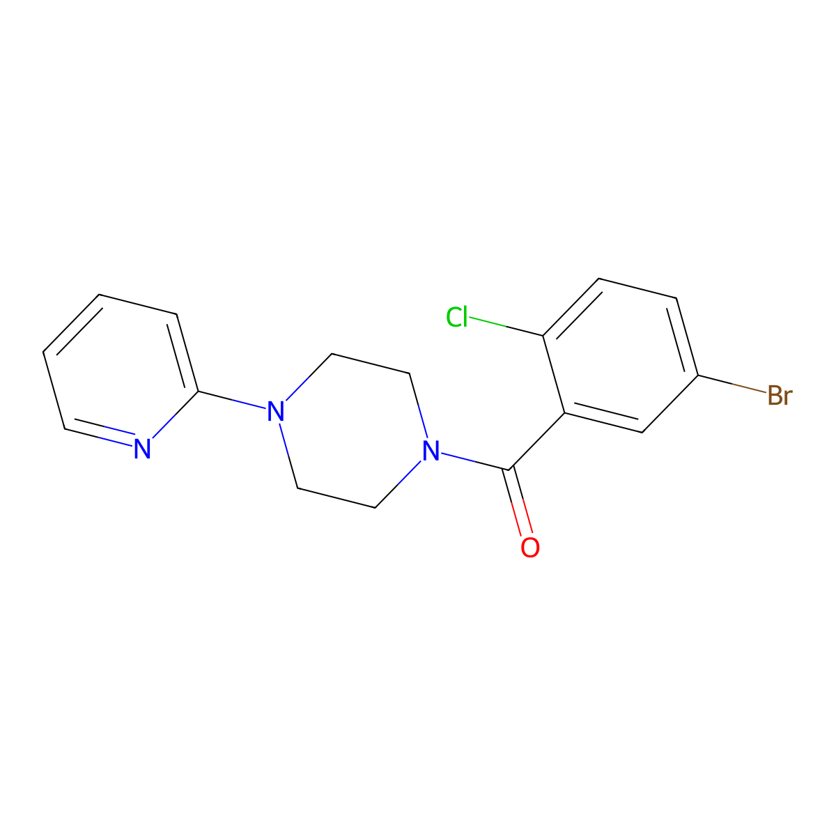 (5-Bromo-2-chlorophenyl)-(4-pyridin-2-ylpiperazin-1-yl)methanone molecular structure, CAS 701272-47-1