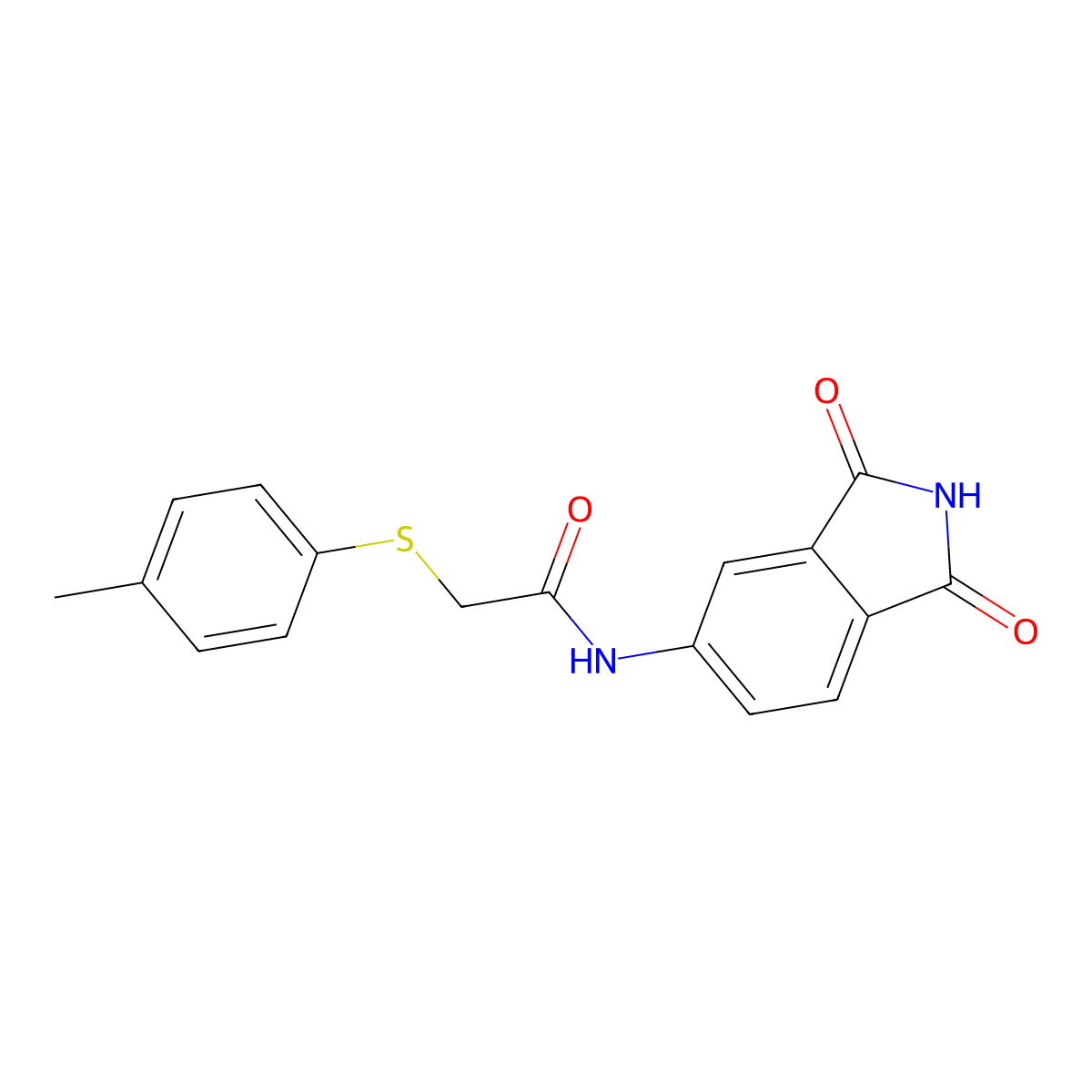 N-(1,3-dioxo-2,3-dihydro-1H-isoindol-5-yl)-2-[(4-methylphenyl)sulfanyl]acetamide molecular structure, CAS 701272-49-3