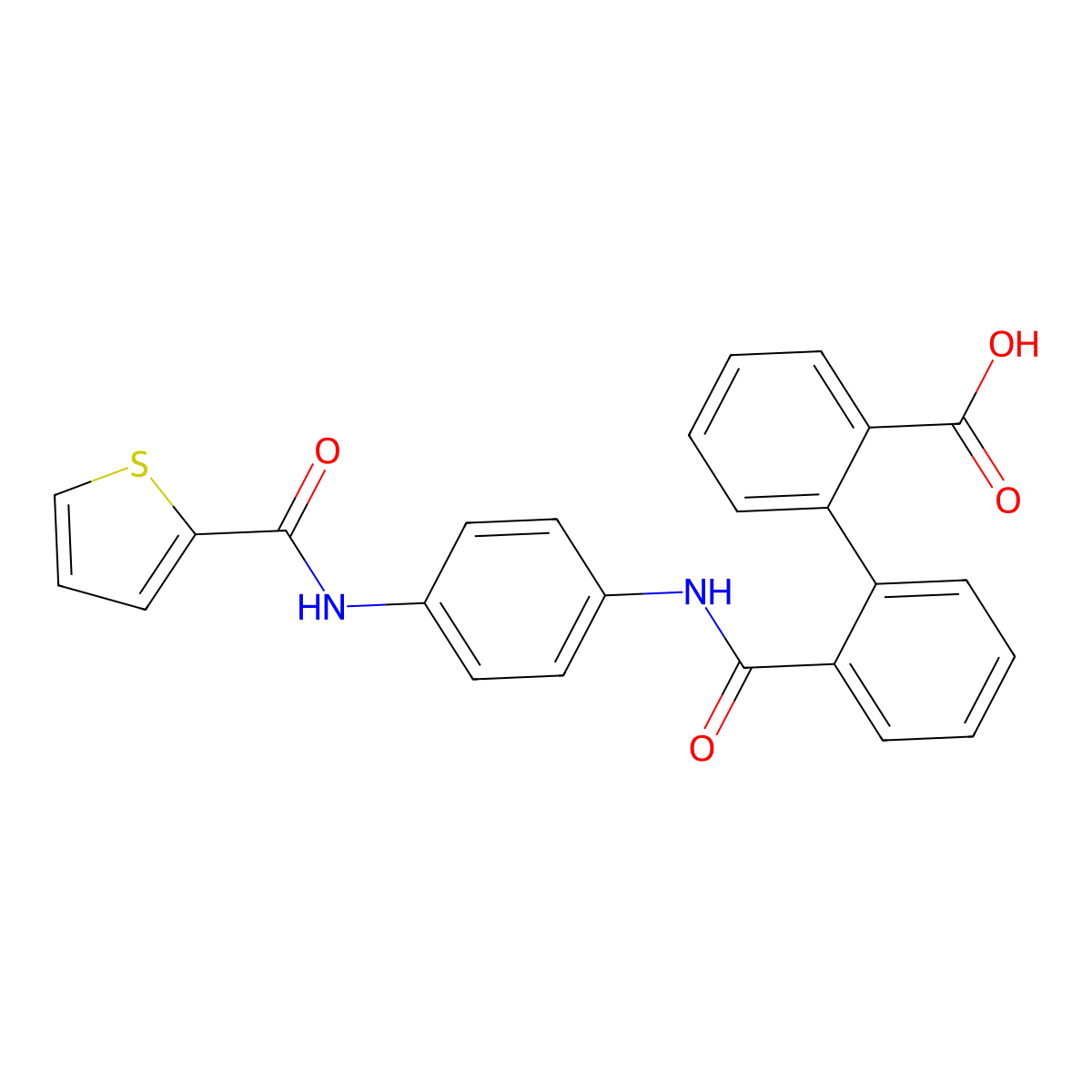 2-(2-{N-[4-(2-thienylcarbonylamino)phenyl]carbamoyl}phenyl)benzoic acid molecular structure, CAS 701272-55-1