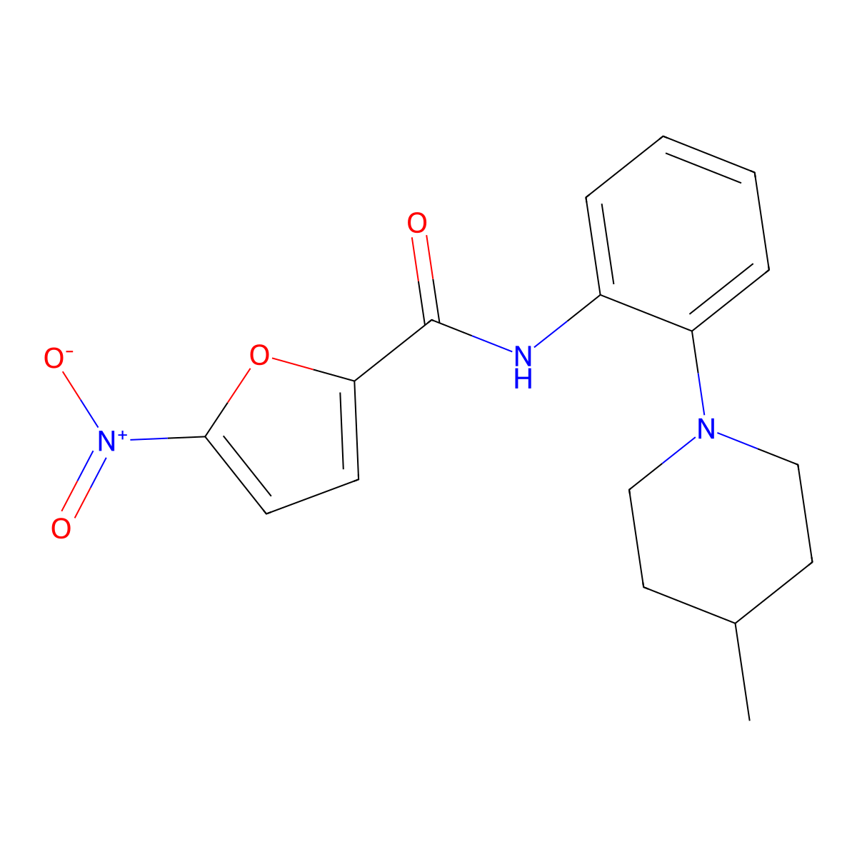 N-[2-(4-methylpiperidin-1-yl)phenyl]-5-nitrofuran-2-carboxamide molecular structure, CAS 701272-70-0