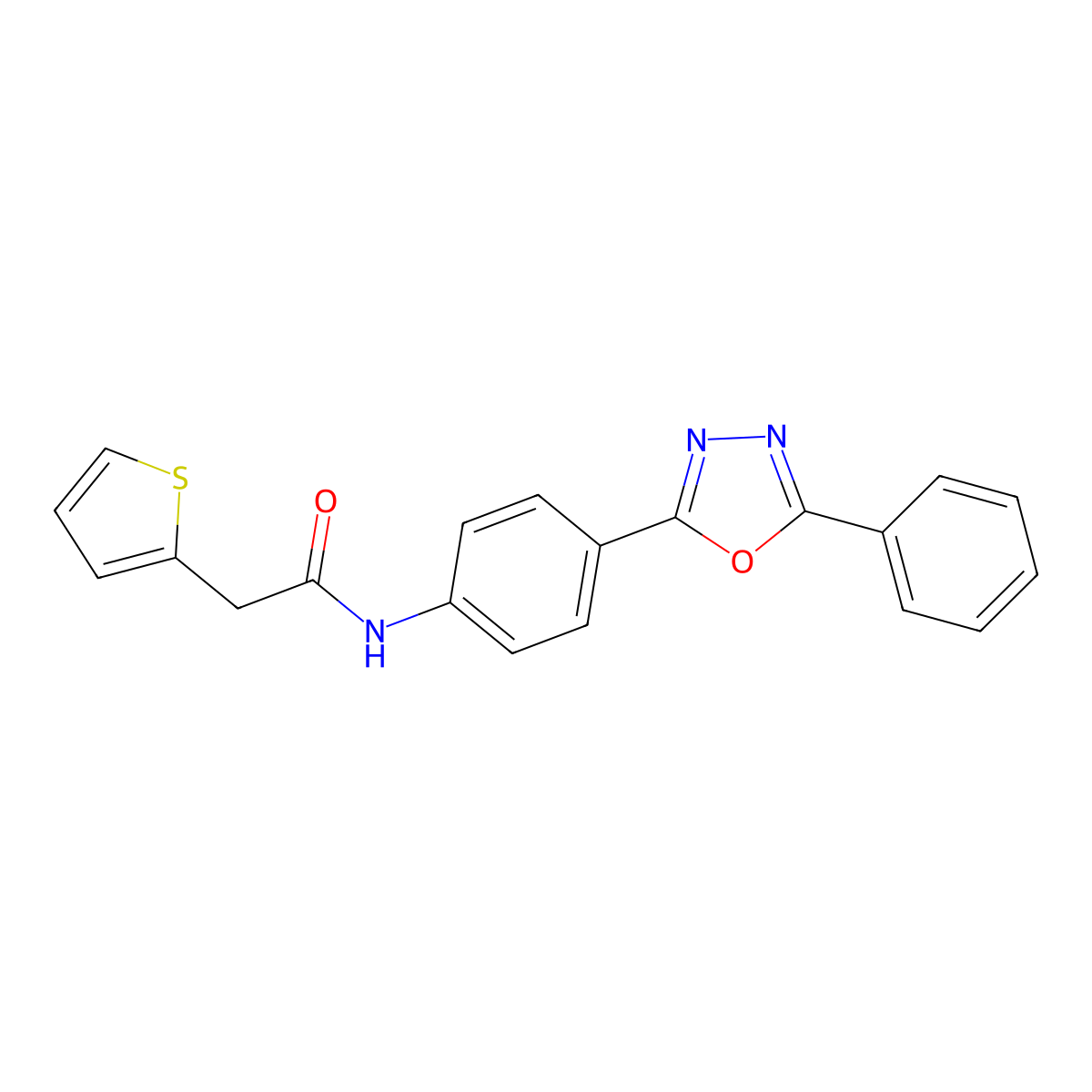 N-[4-(5-phenyl-1,3,4-oxadiazol-2-yl)phenyl]-2-thiophen-2-ylacetamide molecular structure, CAS 701272-85-7