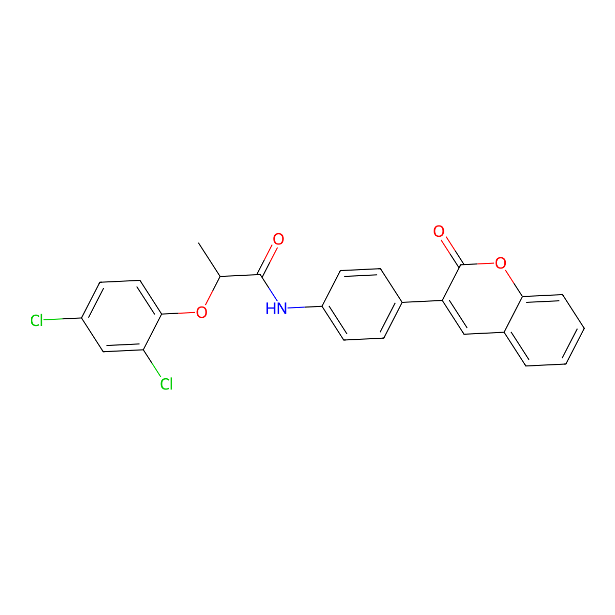 2-(2,4-dichlorophenoxy)-N-[4-(2-oxochromen-3-yl)phenyl]propanamide molecular structure, CAS 701272-92-6