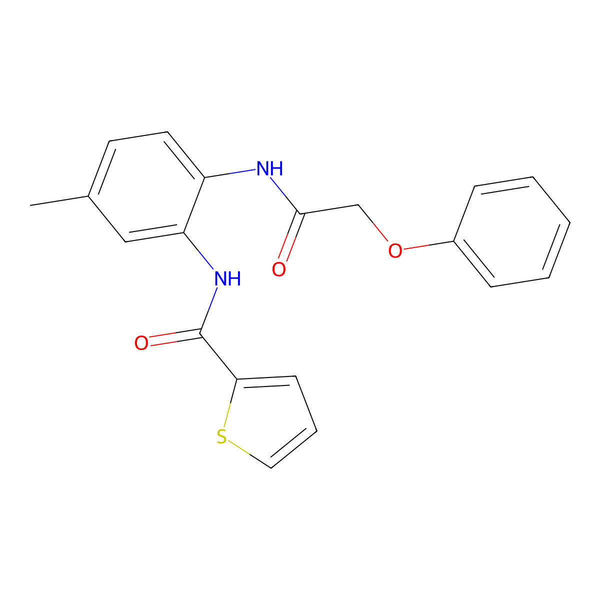 N-[5-methyl-2-[(2-phenoxyacetyl)amino]phenyl]thiophene-2-carboxamide molecular structure, CAS 701272-94-8