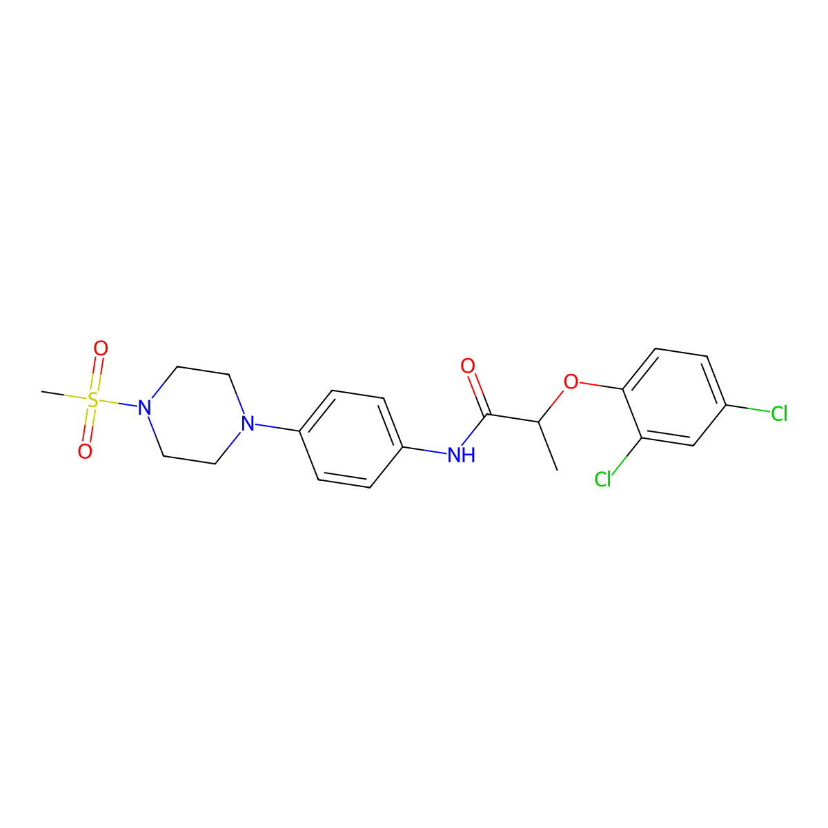 2-(2,4-dichlorophenoxy)-N-[4-(4-methylsulfonylpiperazin-1-yl)phenyl]propanamide molecular structure, CAS 701273-06-5