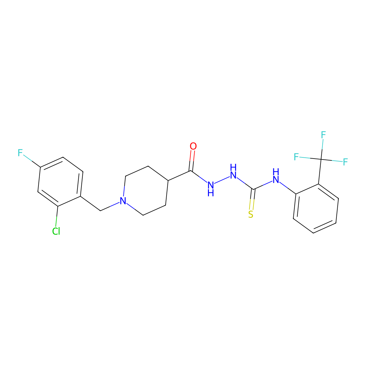1-[[1-[(2-Chloro-4-fluorophenyl)methyl]piperidine-4-carbonyl]amino]-3-[2-(trifluoromethyl)phenyl]thiourea molecular structure, CAS 701273-28-1