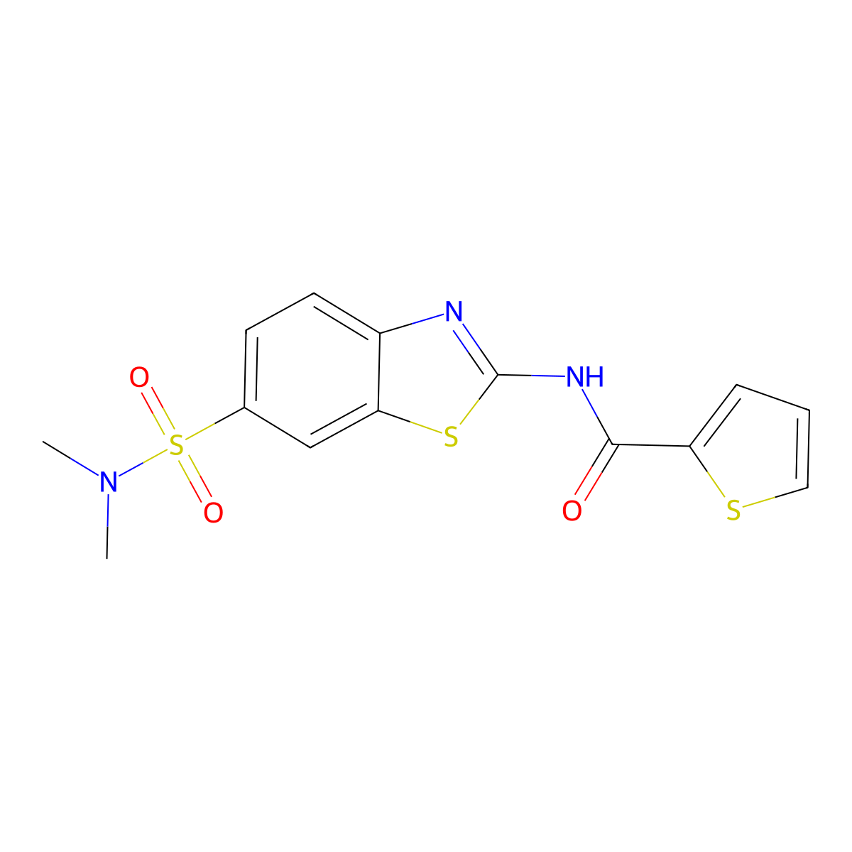 N-[6-(dimethylsulfamoyl)-1,3-benzothiazol-2-yl]thiophene-2-carboxamide molecular structure, CAS 701273-56-5
