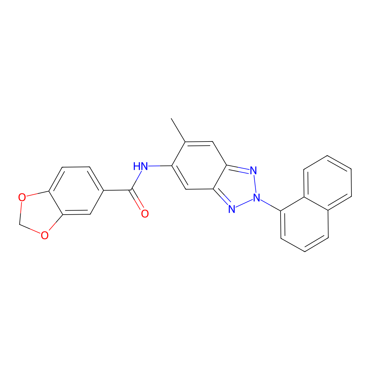 N-(6-methyl-2-naphthalen-1-ylbenzotriazol-5-yl)-1,3-benzodioxole-5-carboxamide molecular structure, CAS 701273-57-6
