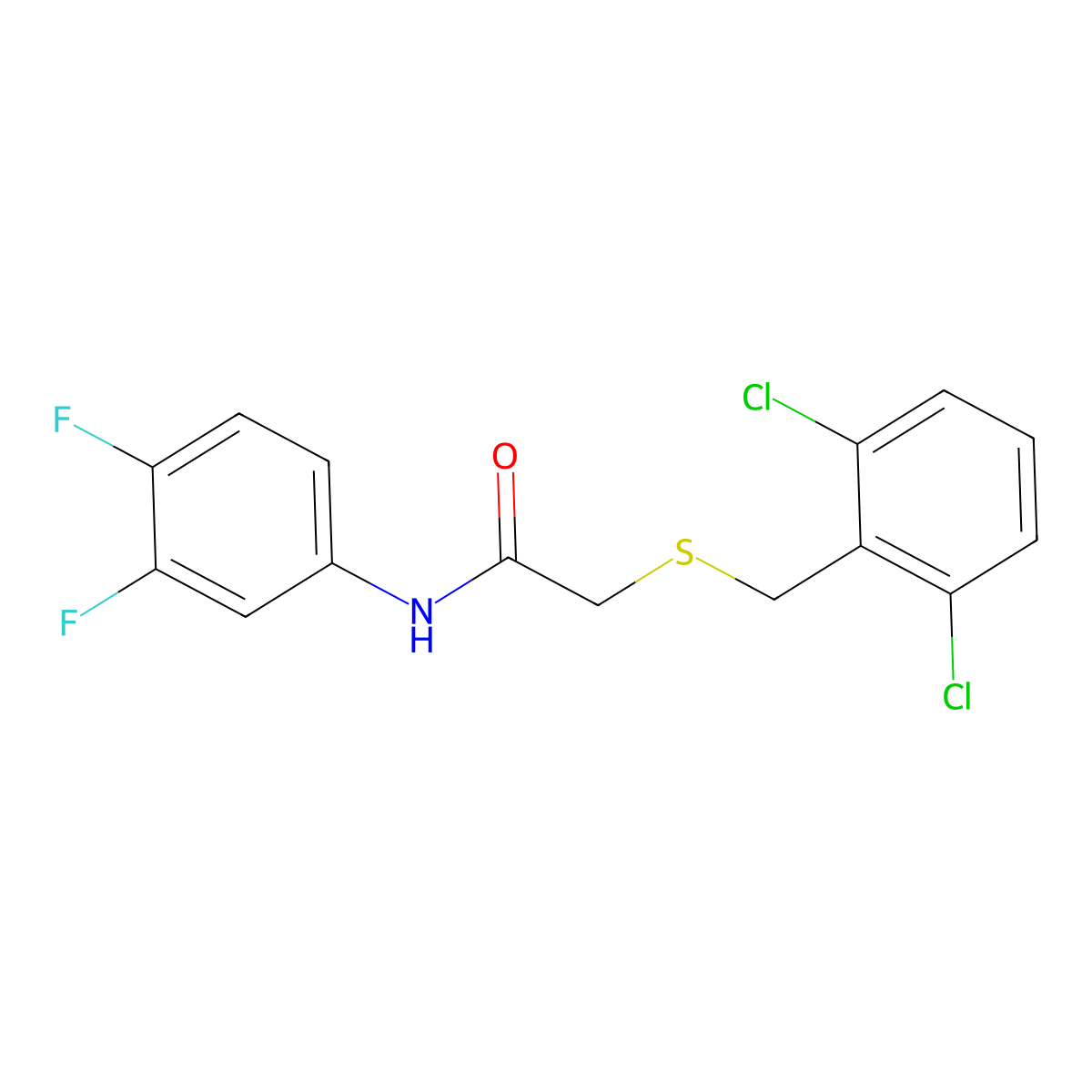 2-[(2,6-dichlorophenyl)methylsulfanyl]-N-(3,4-difluorophenyl)acetamide molecular structure, CAS 701273-76-9