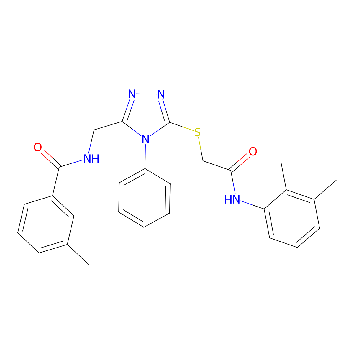 N-[[5-[2-(2,3-dimethylanilino)-2-oxoethyl]sulfanyl-4-phenyl-1,2,4-triazol-3-yl]methyl]-3-methylbenzamide molecular structure, CAS 701273-79-2