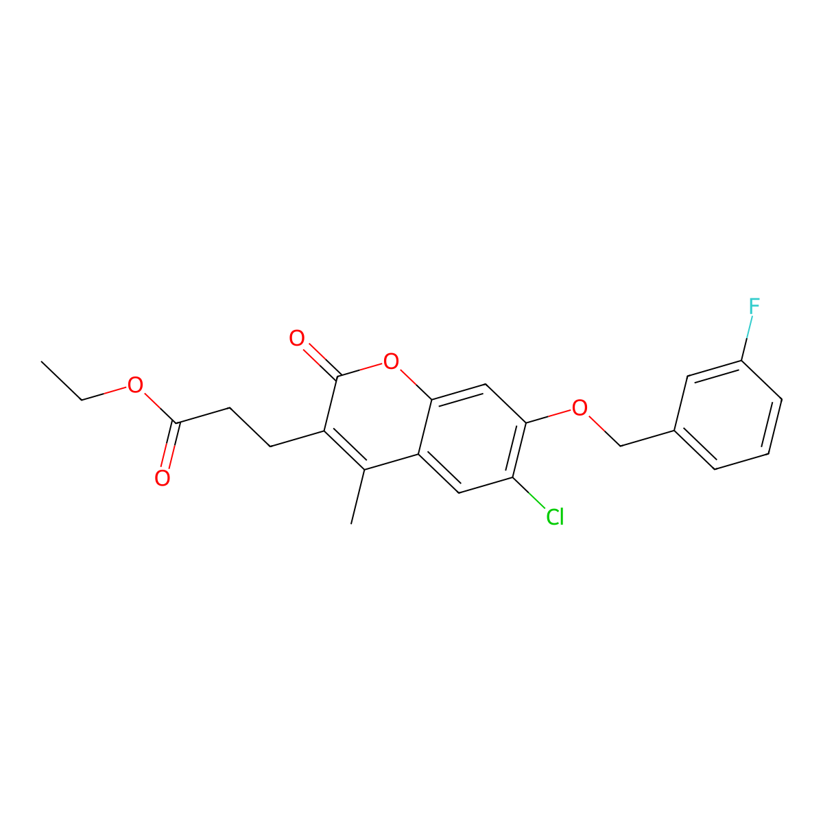 ethyl 3-{6-chloro-7-[(3-fluorobenzyl)oxy]-4-methyl-2-oxo-2H-chromen-3-yl}propanoate molecular structure, CAS 701273-98-5