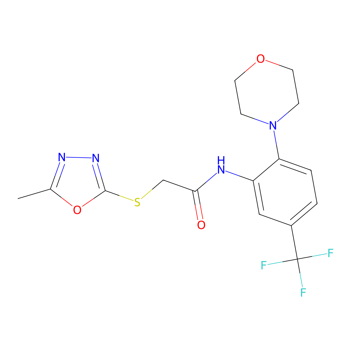 2-[(5-methyl-1,3,4-oxadiazol-2-yl)sulfanyl]-N-[2-morpholin-4-yl-5-(trifluoromethyl)phenyl]acetamide molecular structure, CAS 701274-18-2