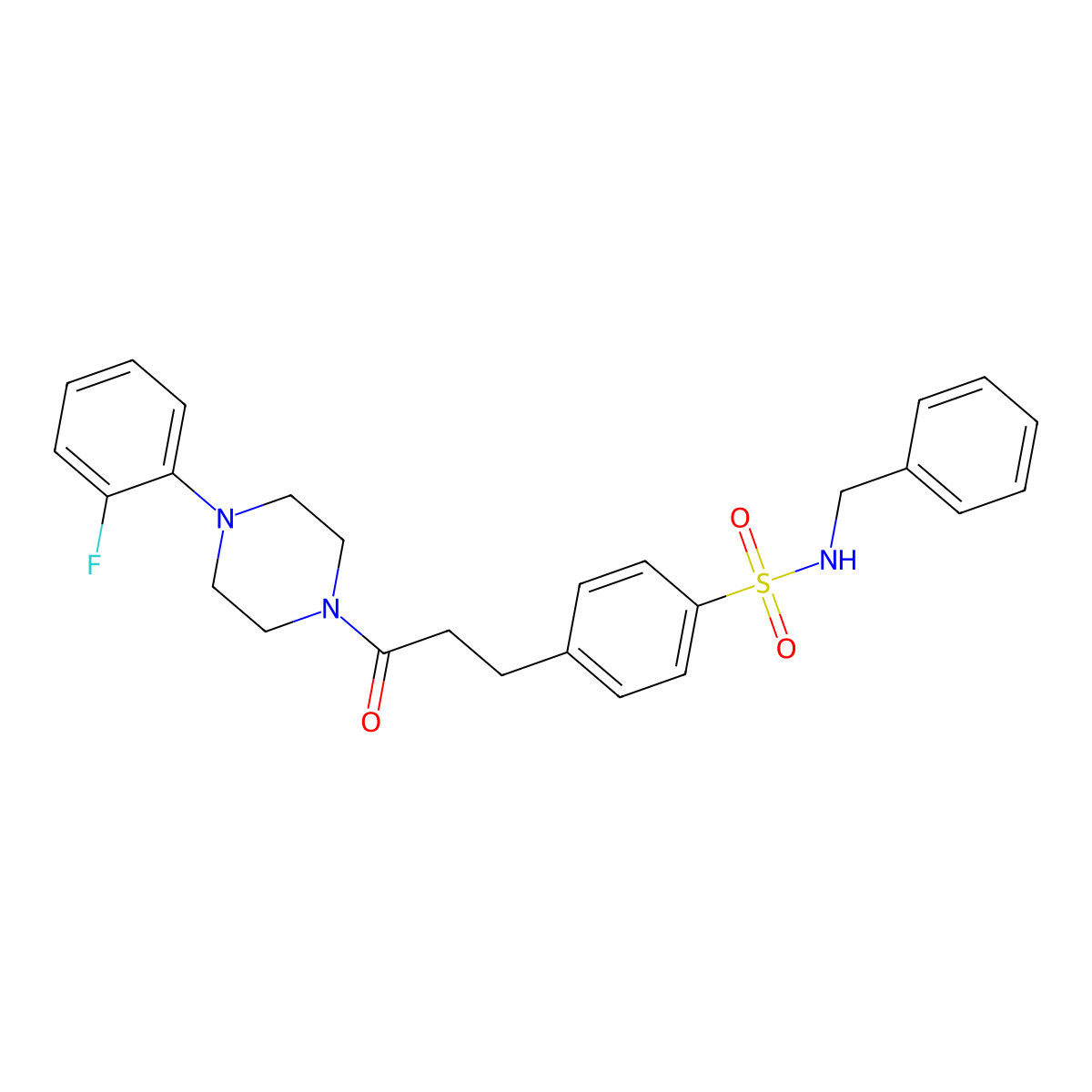 N-benzyl-4-[3-[4-(2-fluorophenyl)piperazin-1-yl]-3-oxopropyl]benzenesulfonamide molecular structure, CAS 701274-29-5